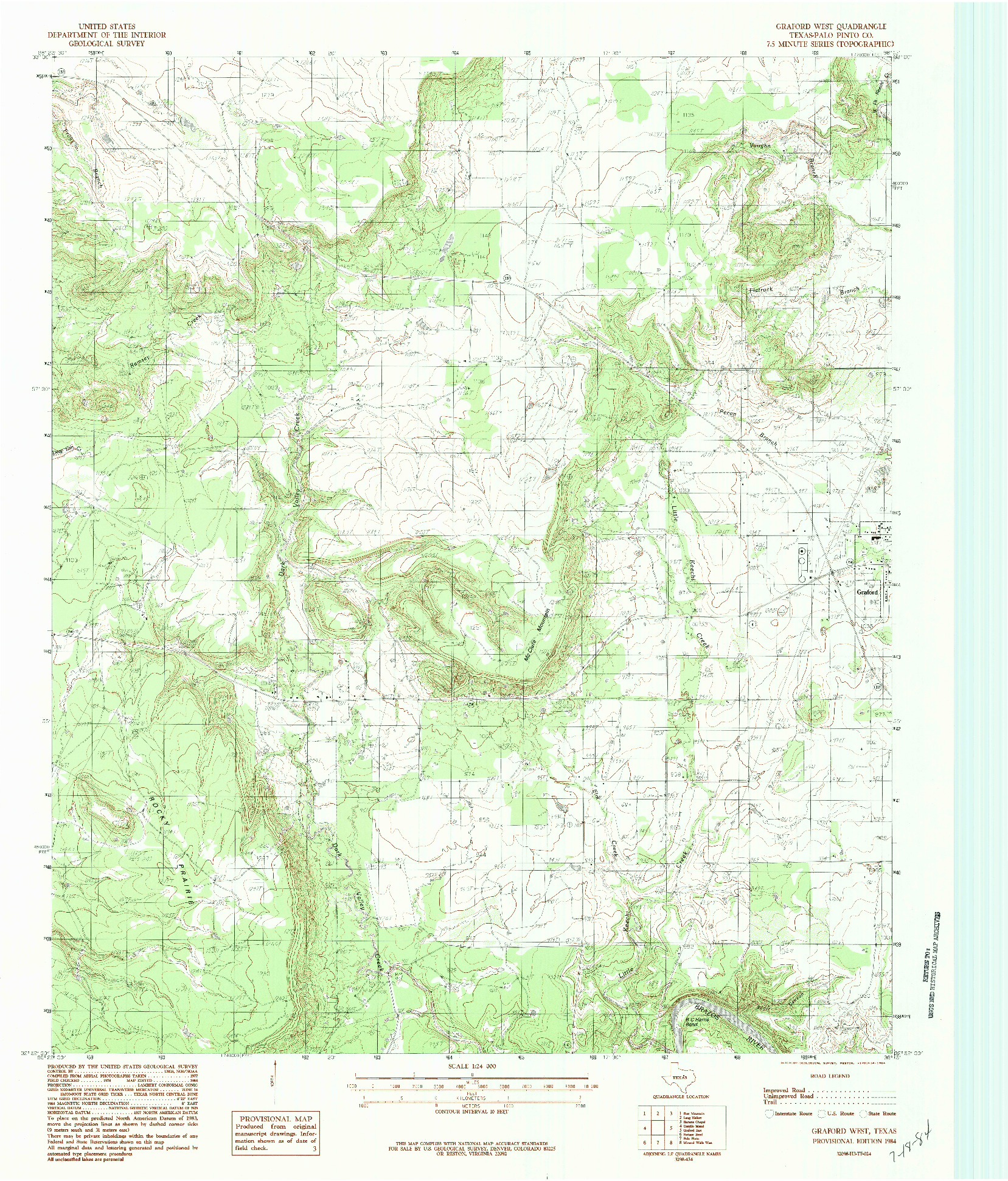 USGS 1:24000-SCALE QUADRANGLE FOR GRAFORD WEST, TX 1984