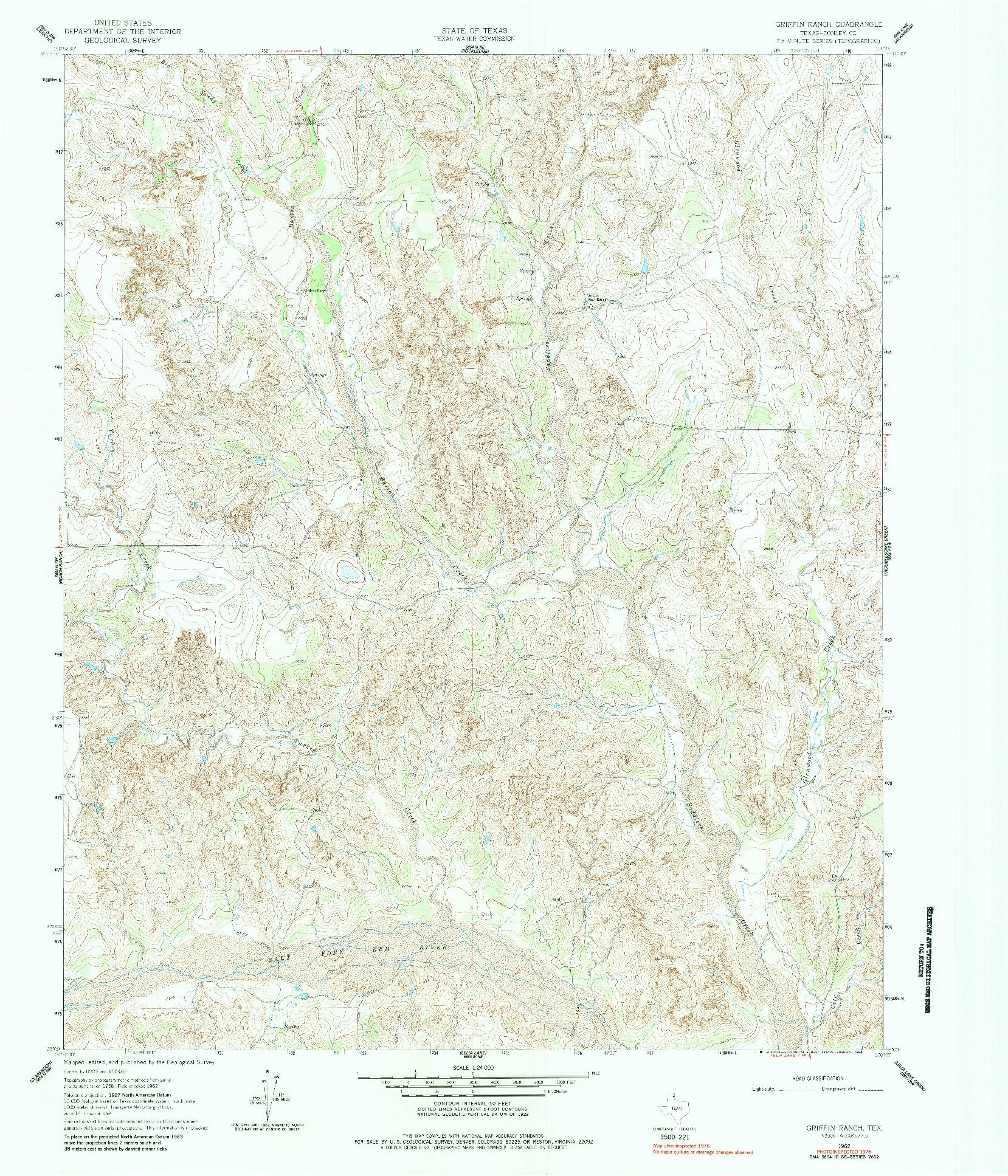 USGS 1:24000-SCALE QUADRANGLE FOR GRIFFIN RANCH, TX 1962