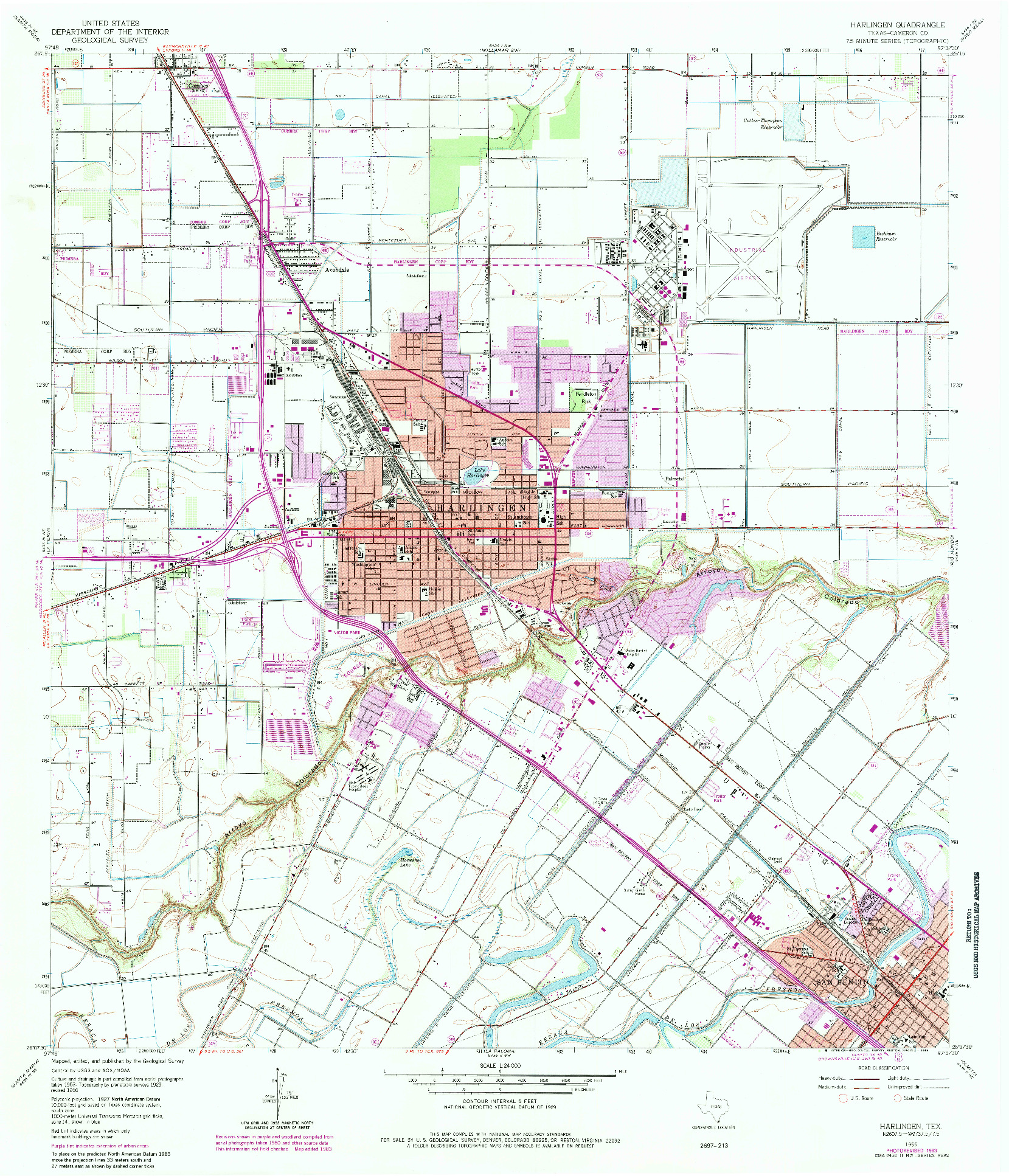 USGS 1:24000-SCALE QUADRANGLE FOR HARLINGEN, TX 1956