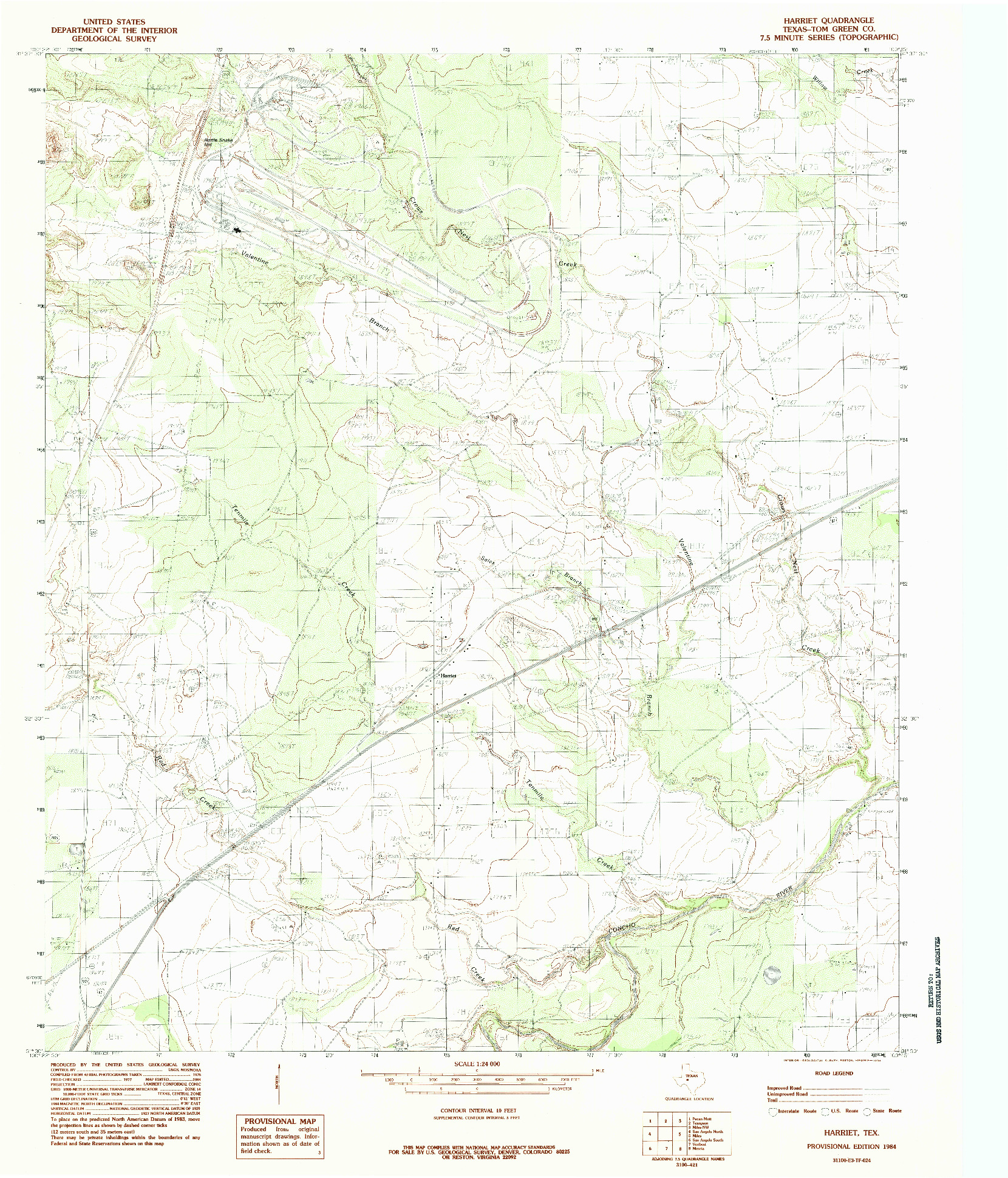 USGS 1:24000-SCALE QUADRANGLE FOR HARRIET, TX 1984