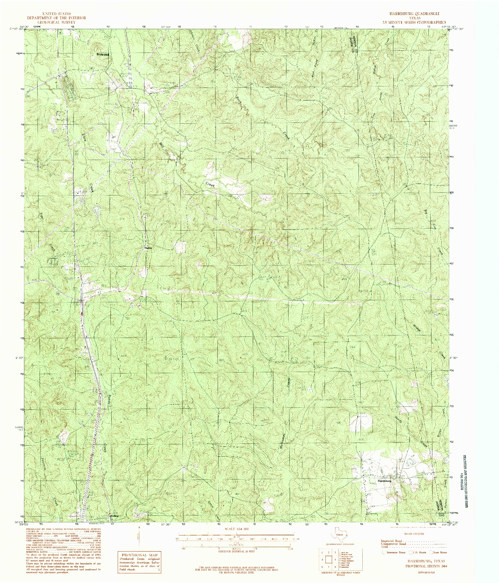 USGS 1:24000-SCALE QUADRANGLE FOR HARRISBURG, TX 1984