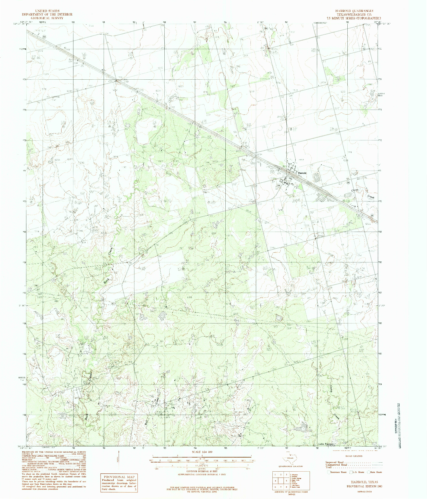 USGS 1:24000-SCALE QUADRANGLE FOR HARROLD, TX 1983