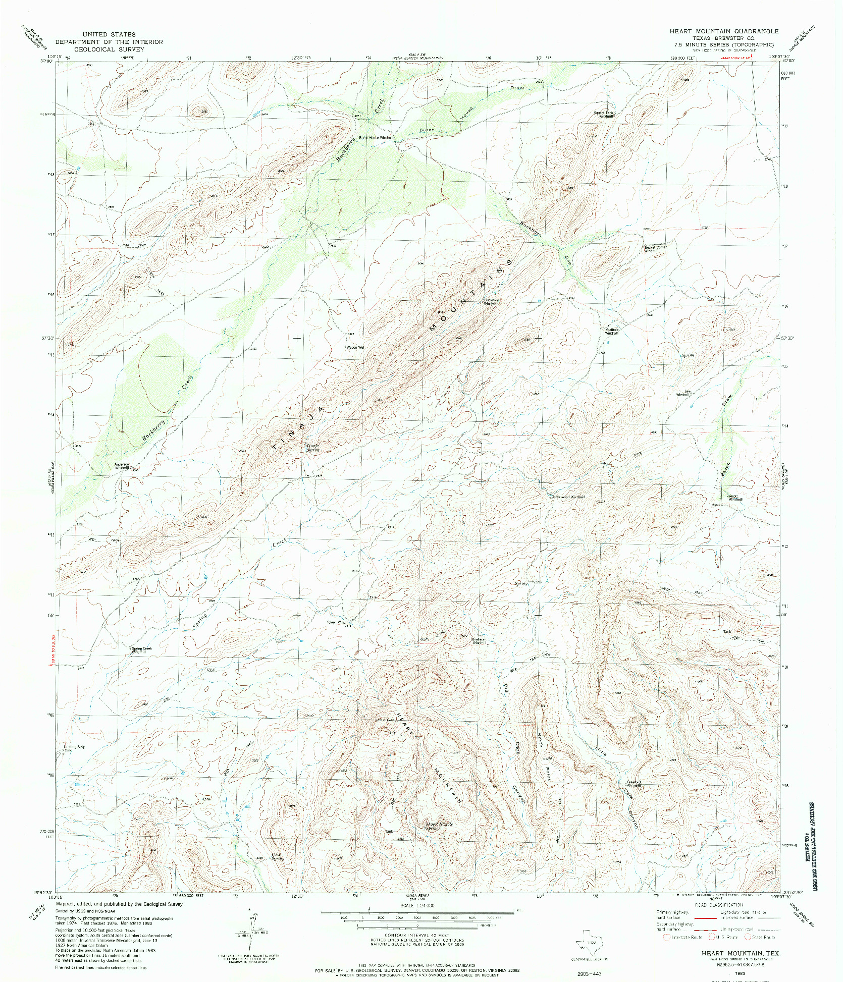 USGS 1:24000-SCALE QUADRANGLE FOR HEART MOUNTAIN, TX 1983