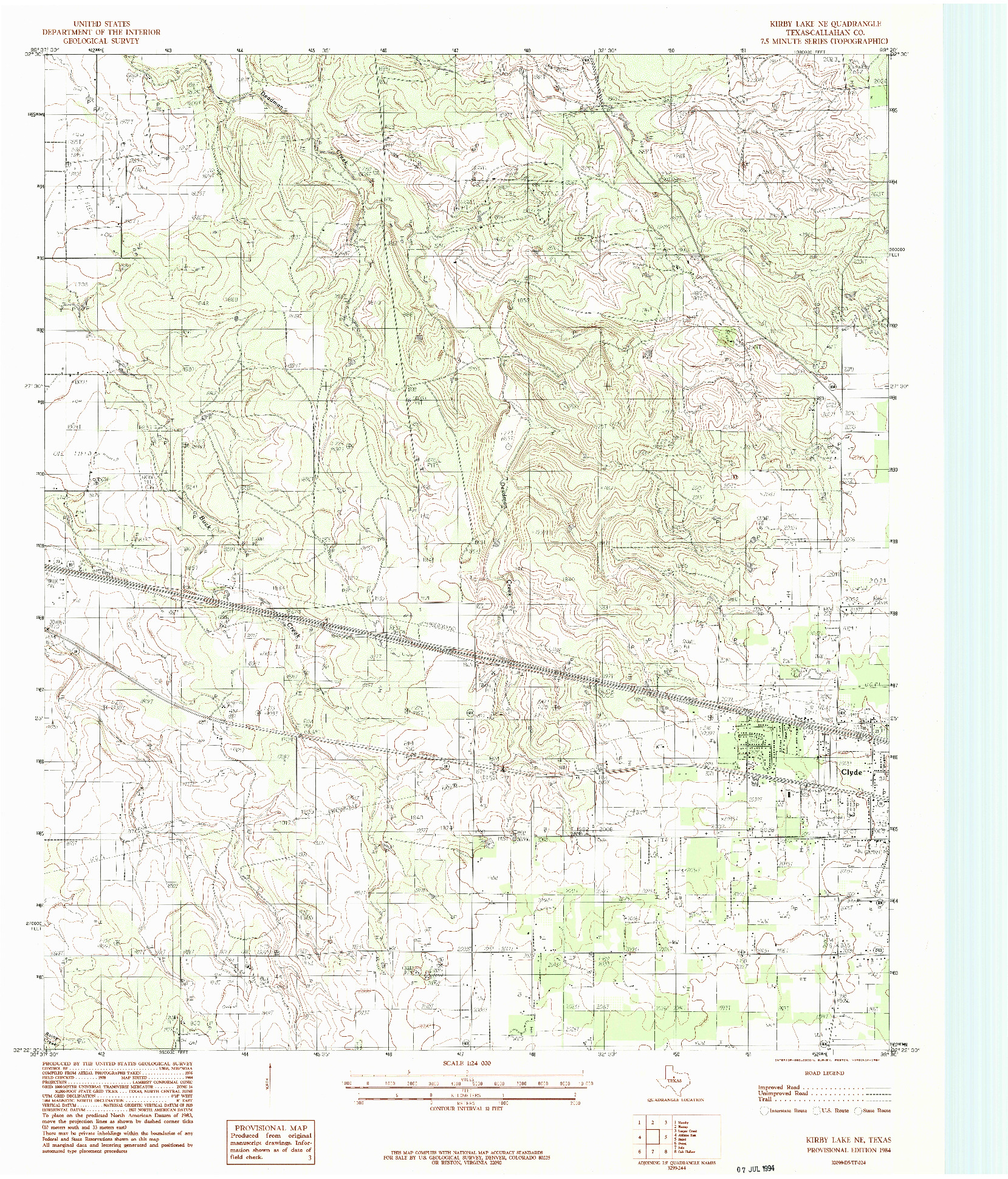 USGS 1:24000-SCALE QUADRANGLE FOR KIRBY LAKE NE, TX 1984