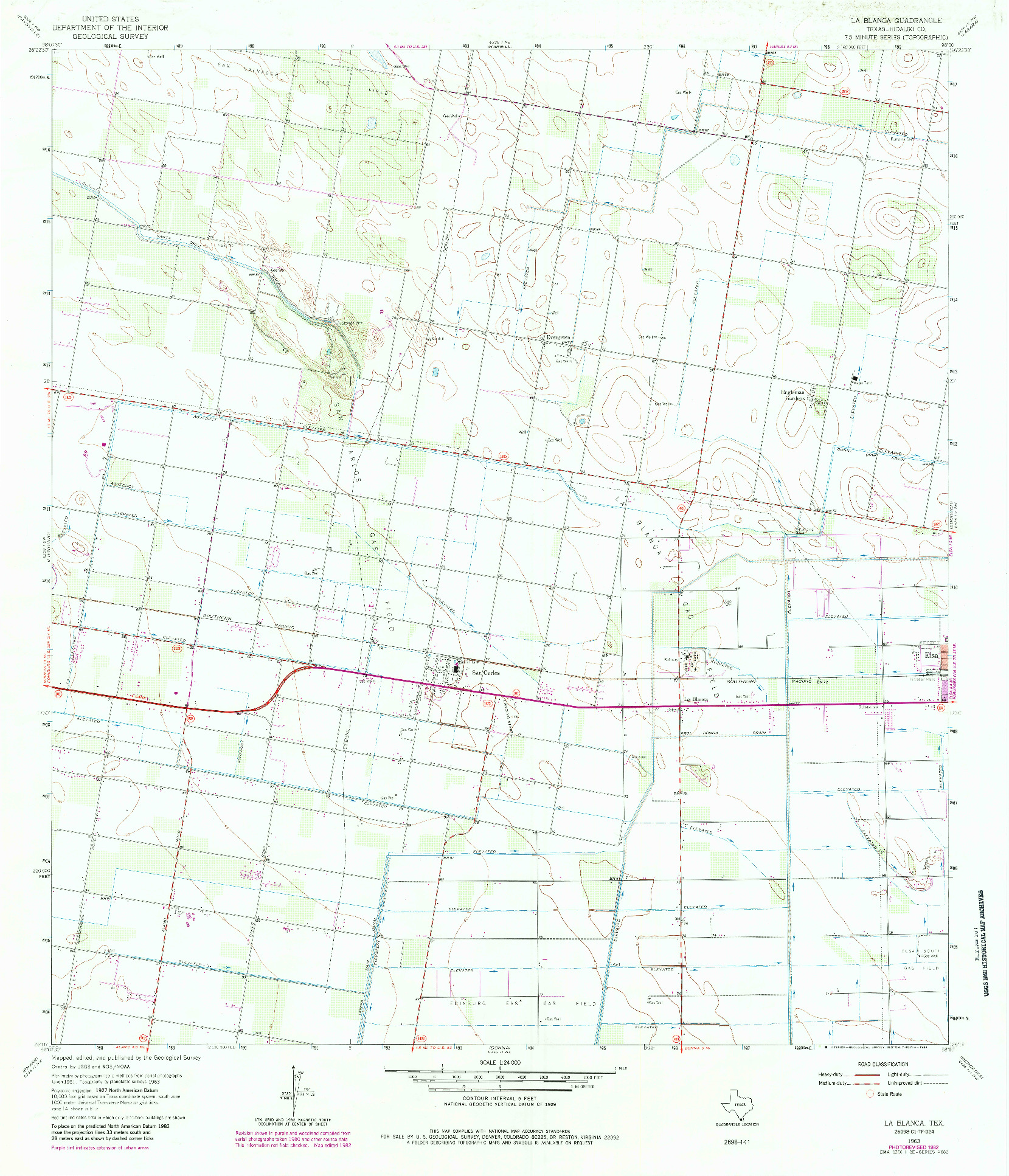 USGS 1:24000-SCALE QUADRANGLE FOR LA BLANCA, TX 1963