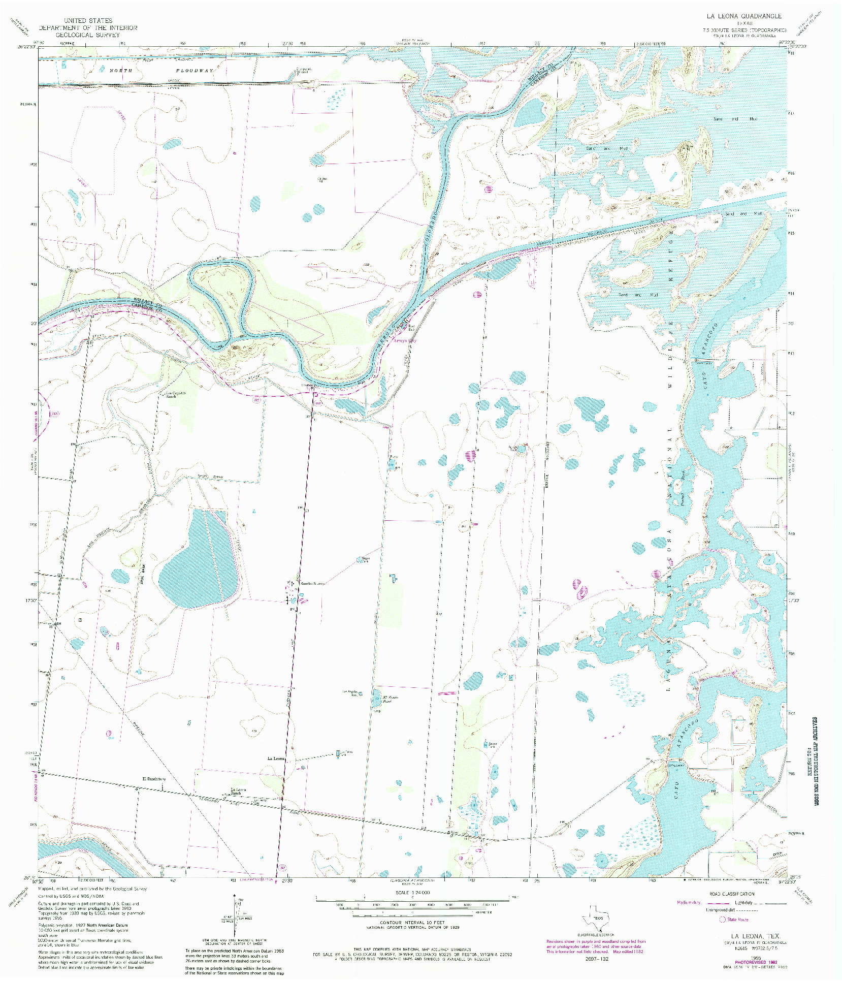 USGS 1:24000-SCALE QUADRANGLE FOR LA LEONA, TX 1955