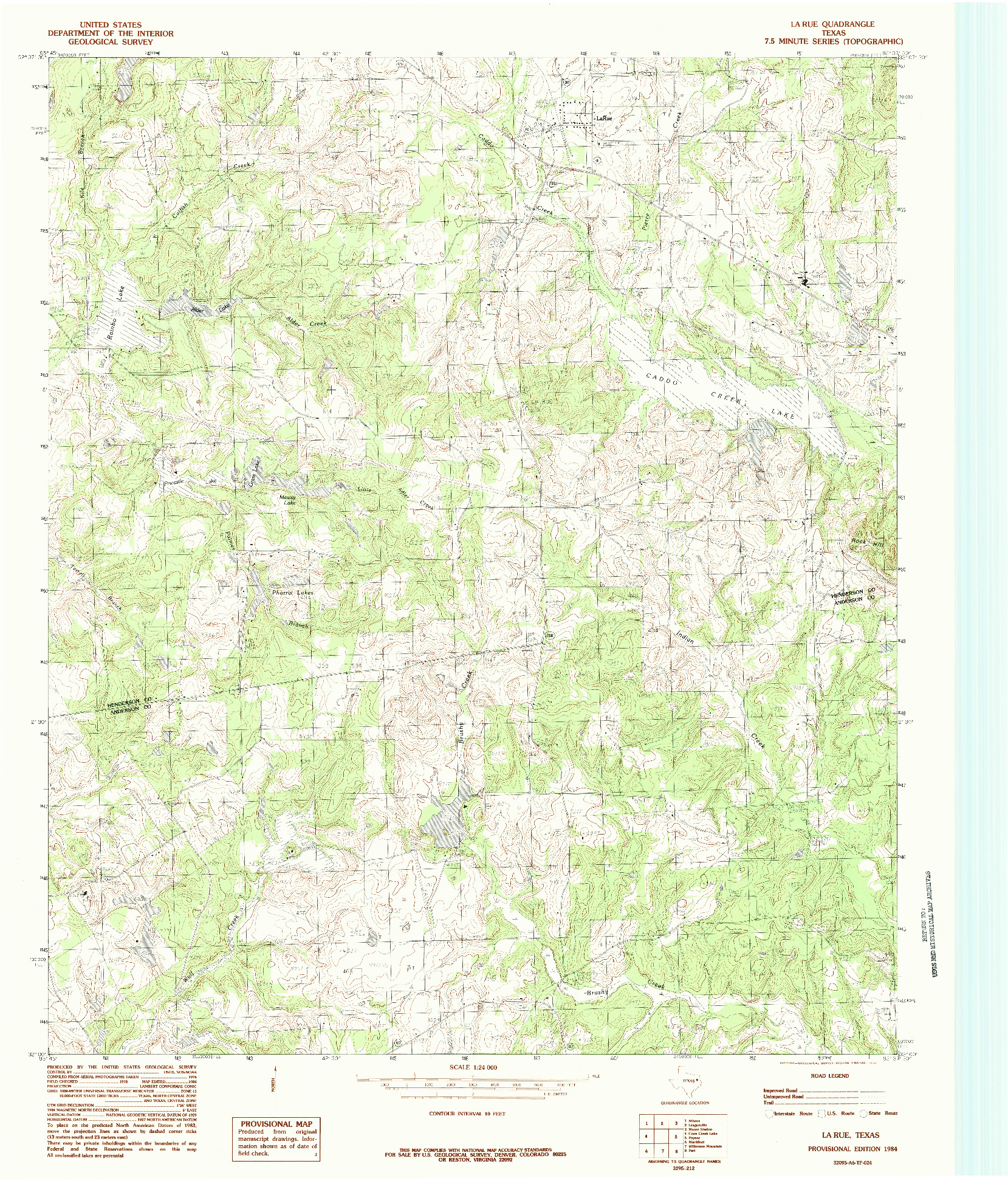 USGS 1:24000-SCALE QUADRANGLE FOR LA RUE, TX 1984