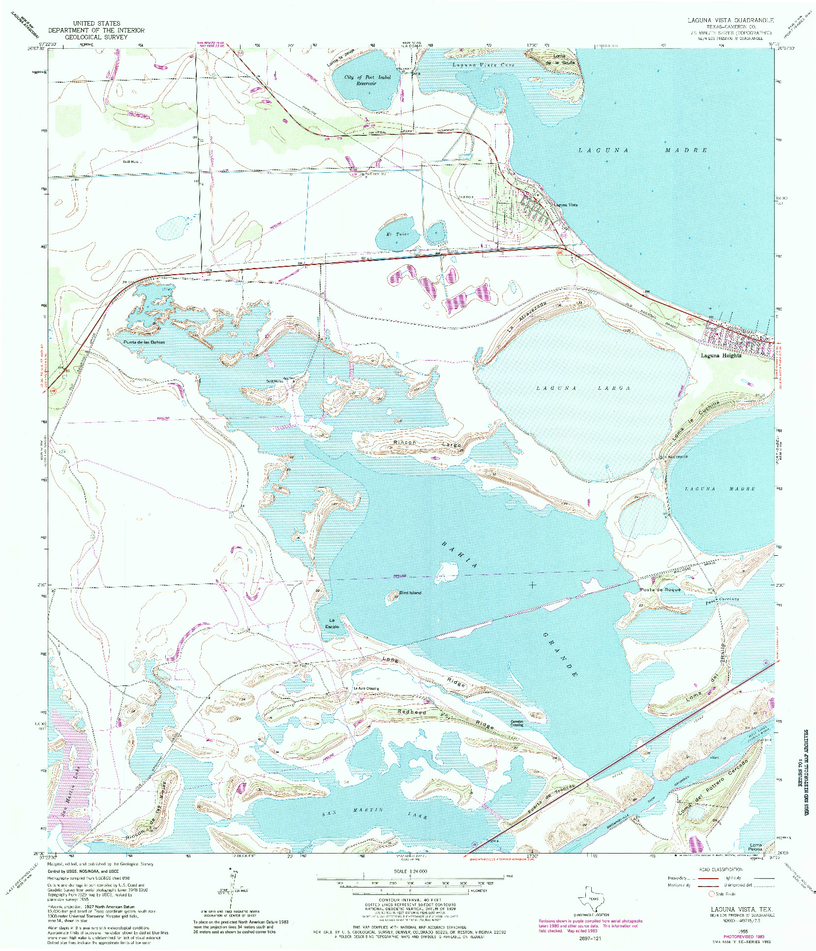 USGS 1:24000-SCALE QUADRANGLE FOR LAGUNA VISTA, TX 1955