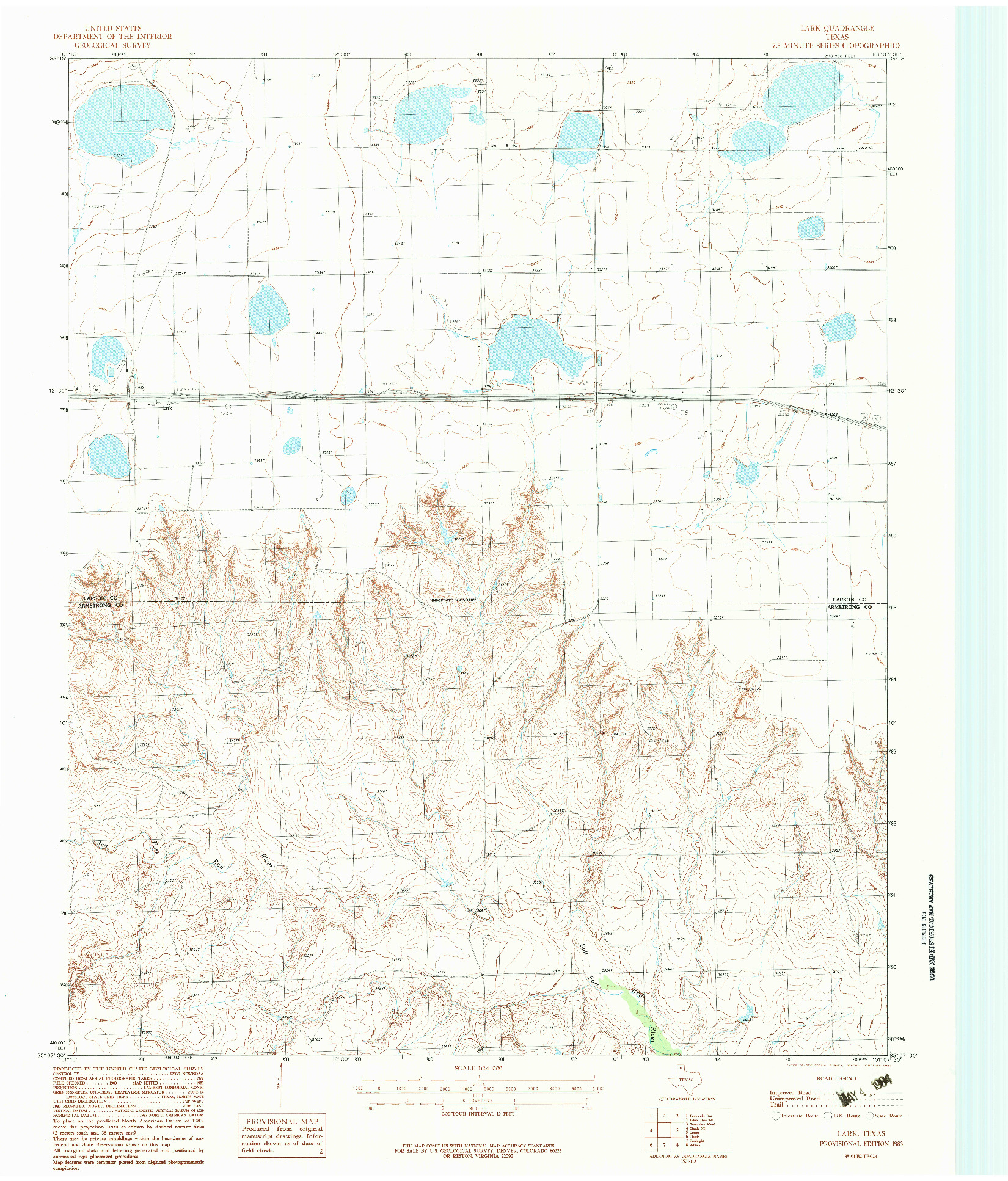 USGS 1:24000-SCALE QUADRANGLE FOR LARK, TX 1983