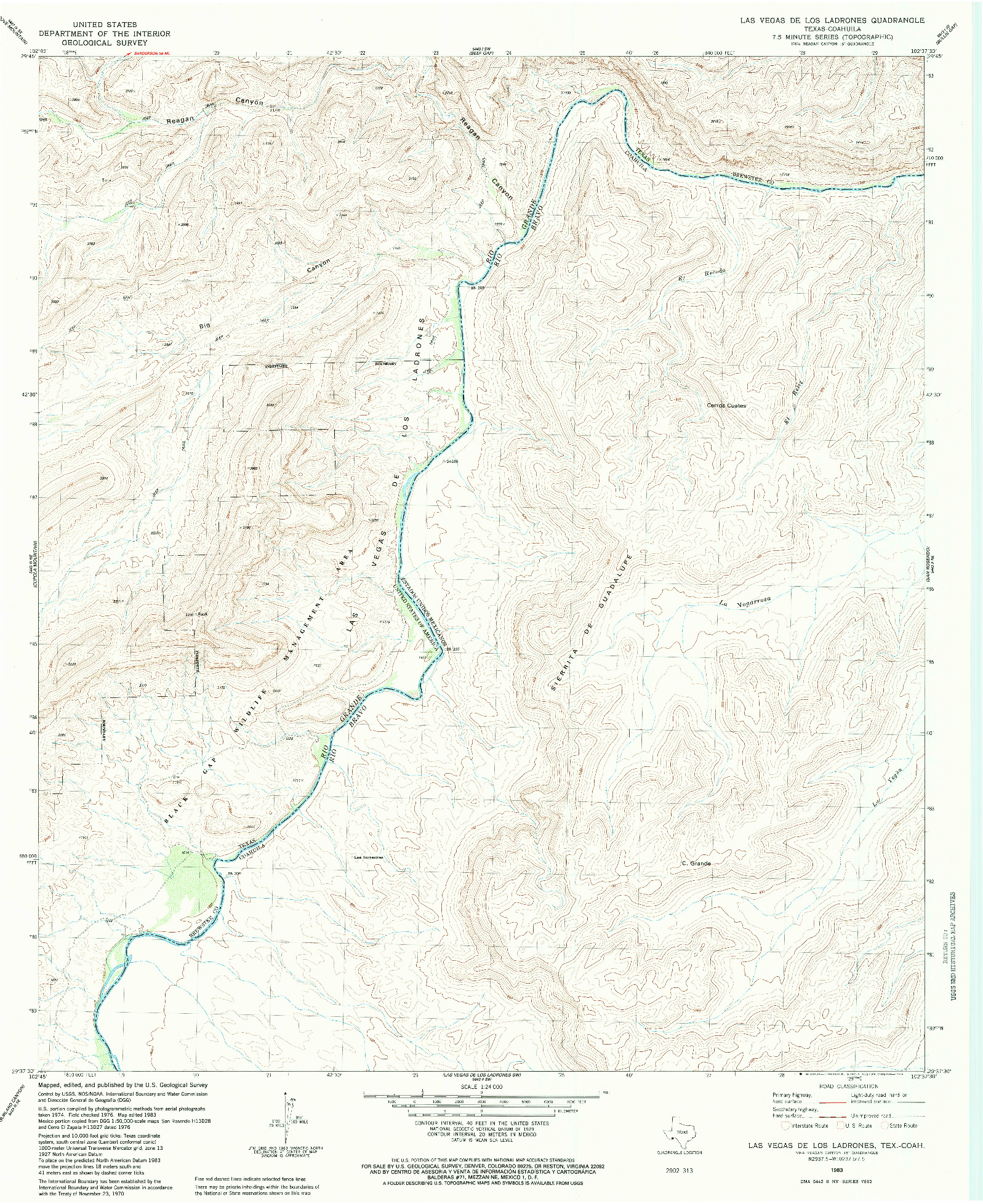 USGS 1:24000-SCALE QUADRANGLE FOR LAS VEGAS DE LOS LADRONES, TX 1983