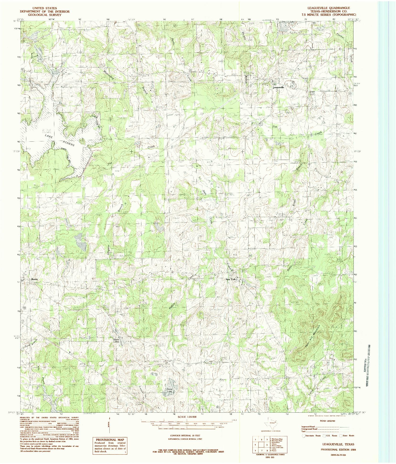 USGS 1:24000-SCALE QUADRANGLE FOR LEAGUEVILLE, TX 1984