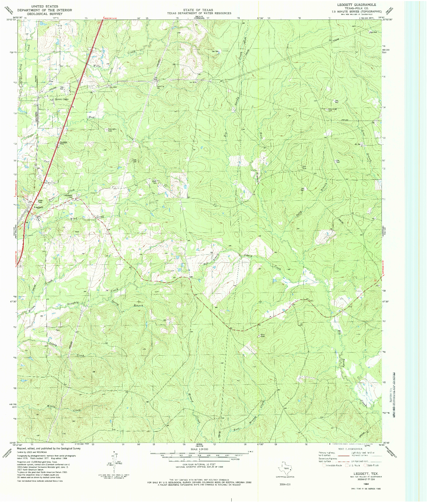 USGS 1:24000-SCALE QUADRANGLE FOR LEGGETT, TX 1984