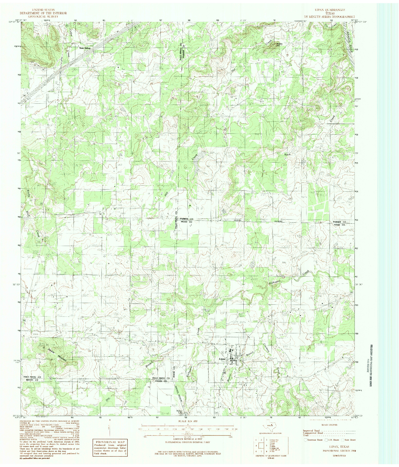 USGS 1:24000-SCALE QUADRANGLE FOR LIPAN, TX 1984