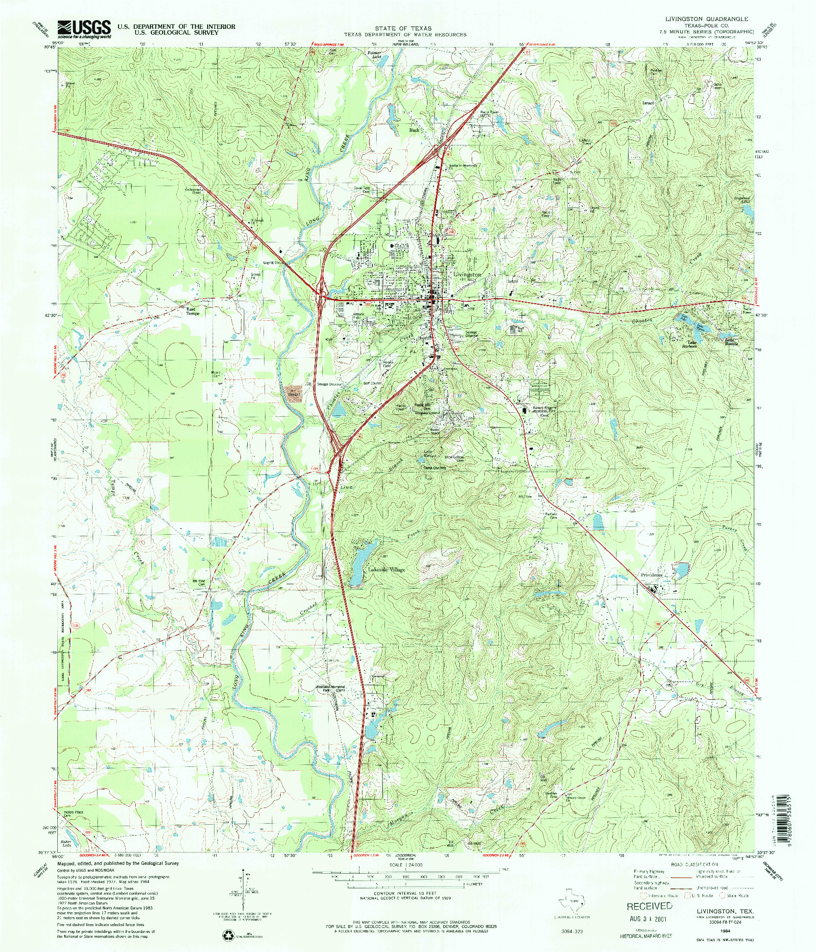 USGS 1:24000-SCALE QUADRANGLE FOR LIVINGSTON, TX 1984
