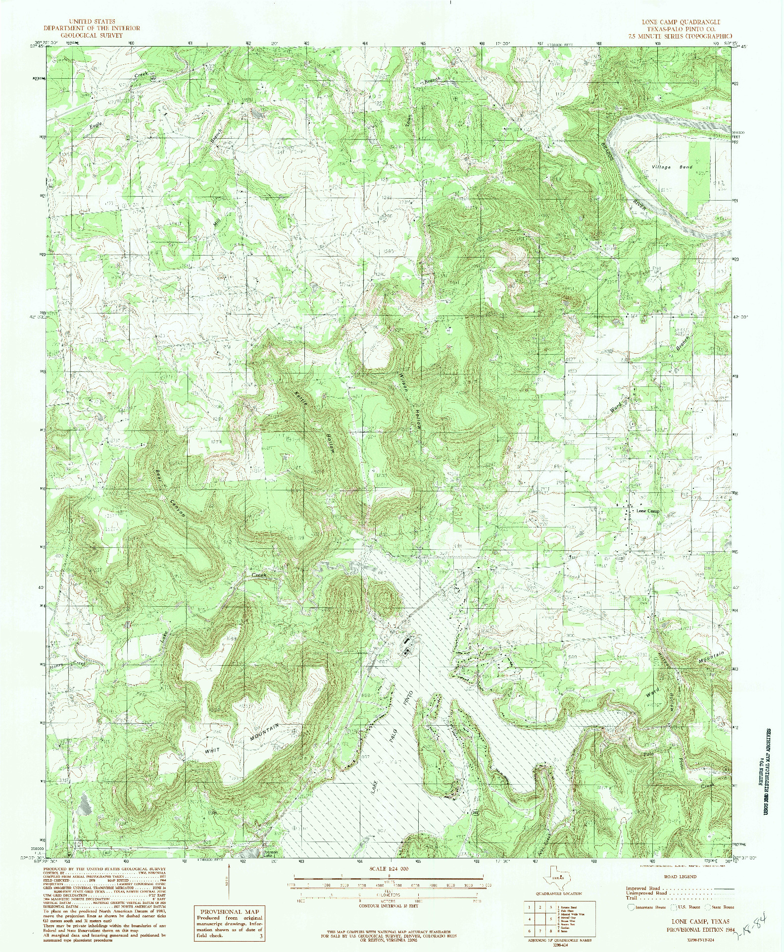 USGS 1:24000-SCALE QUADRANGLE FOR LONE CAMP, TX 1984