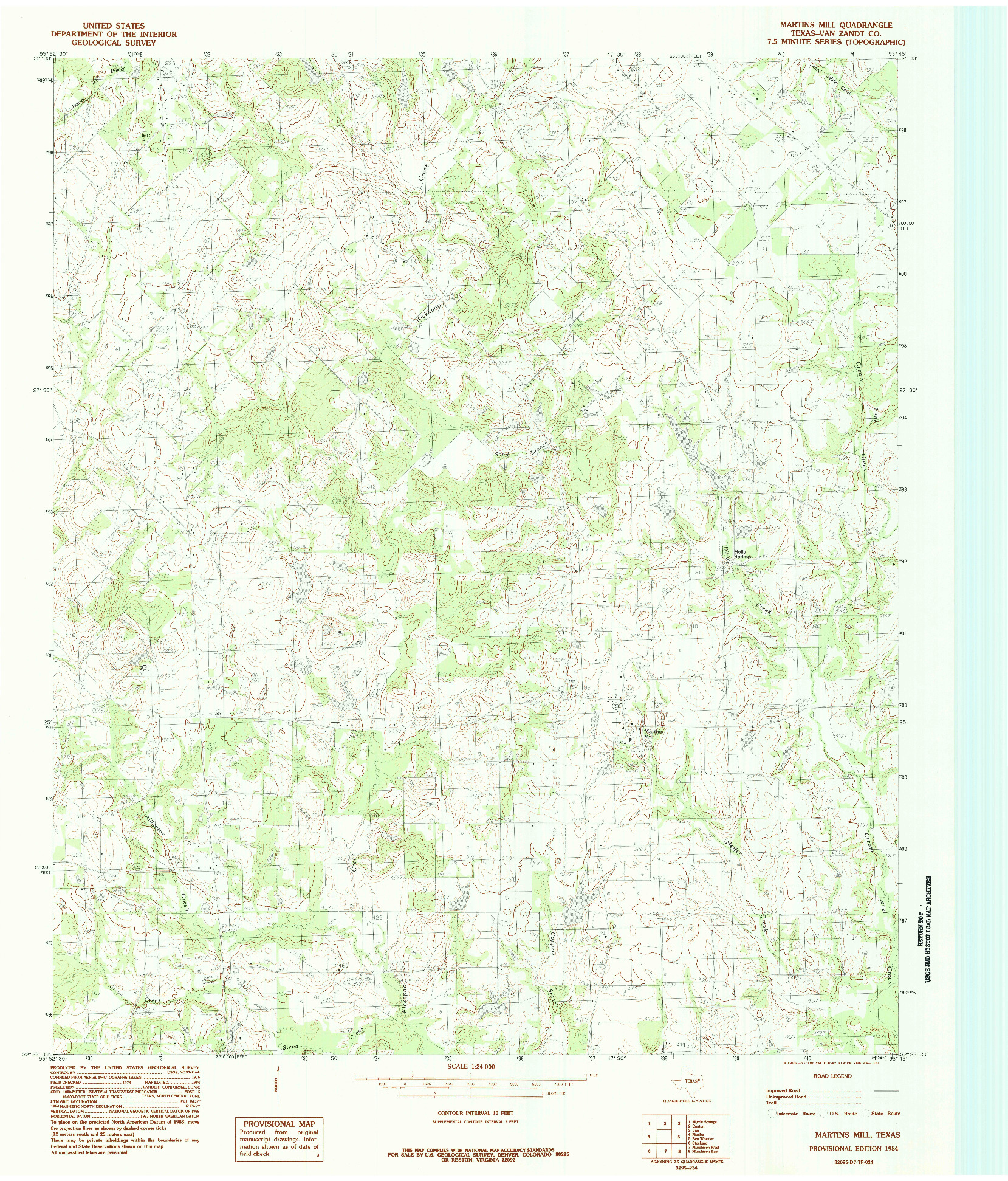 USGS 1:24000-SCALE QUADRANGLE FOR MARTINS MILL, TX 1984