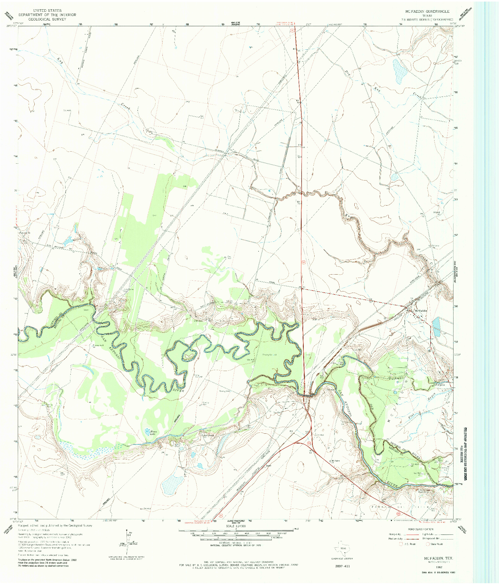 USGS 1:24000-SCALE QUADRANGLE FOR MCFADDIN, TX 1962