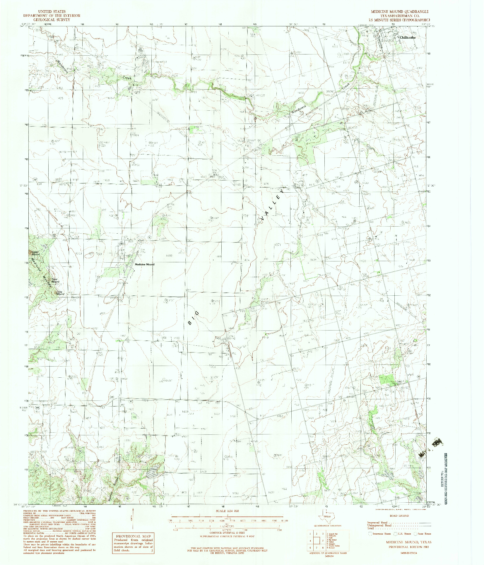USGS 1:24000-SCALE QUADRANGLE FOR MEDICINE MOUND, TX 1983