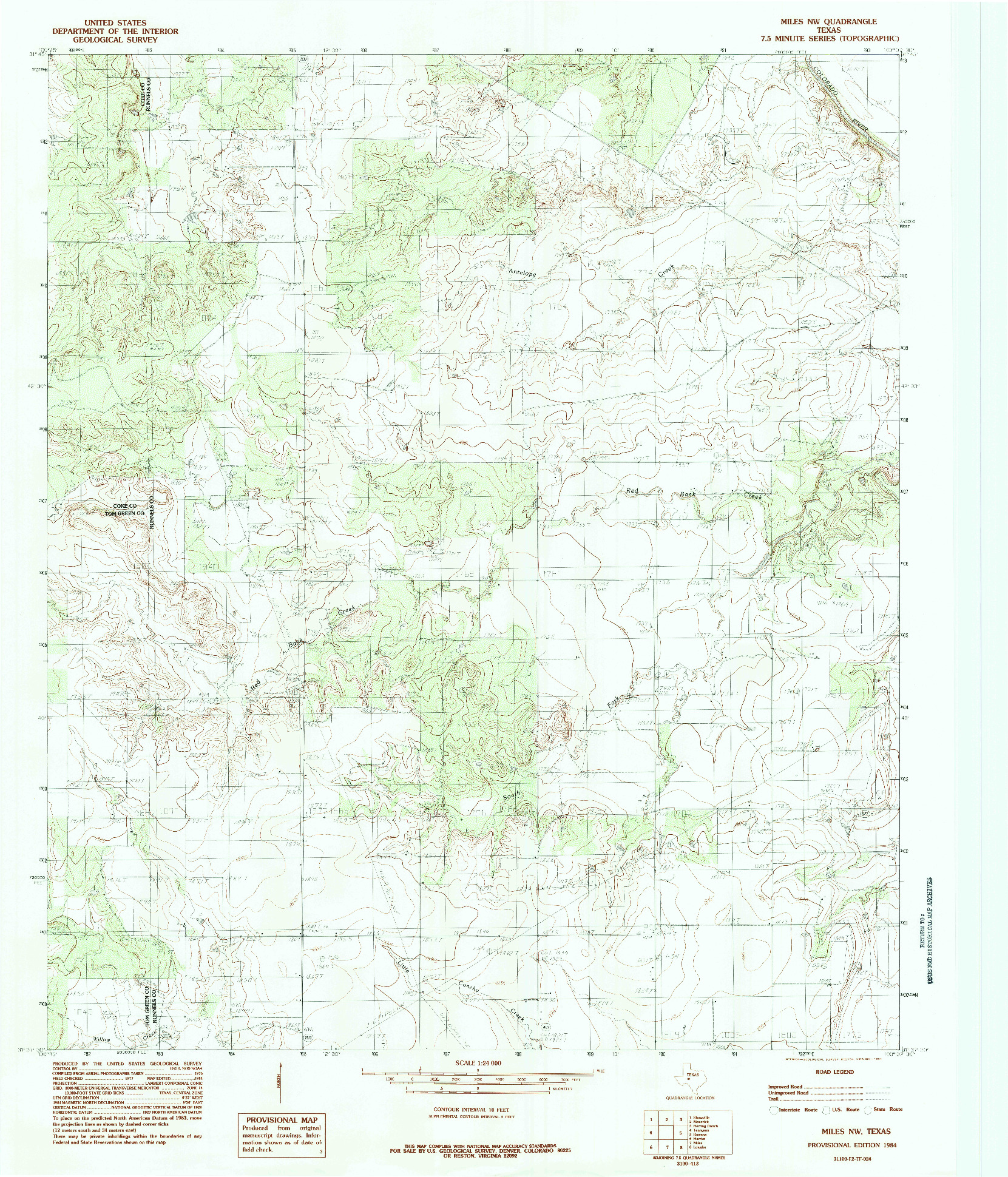 USGS 1:24000-SCALE QUADRANGLE FOR MILES NW, TX 1984
