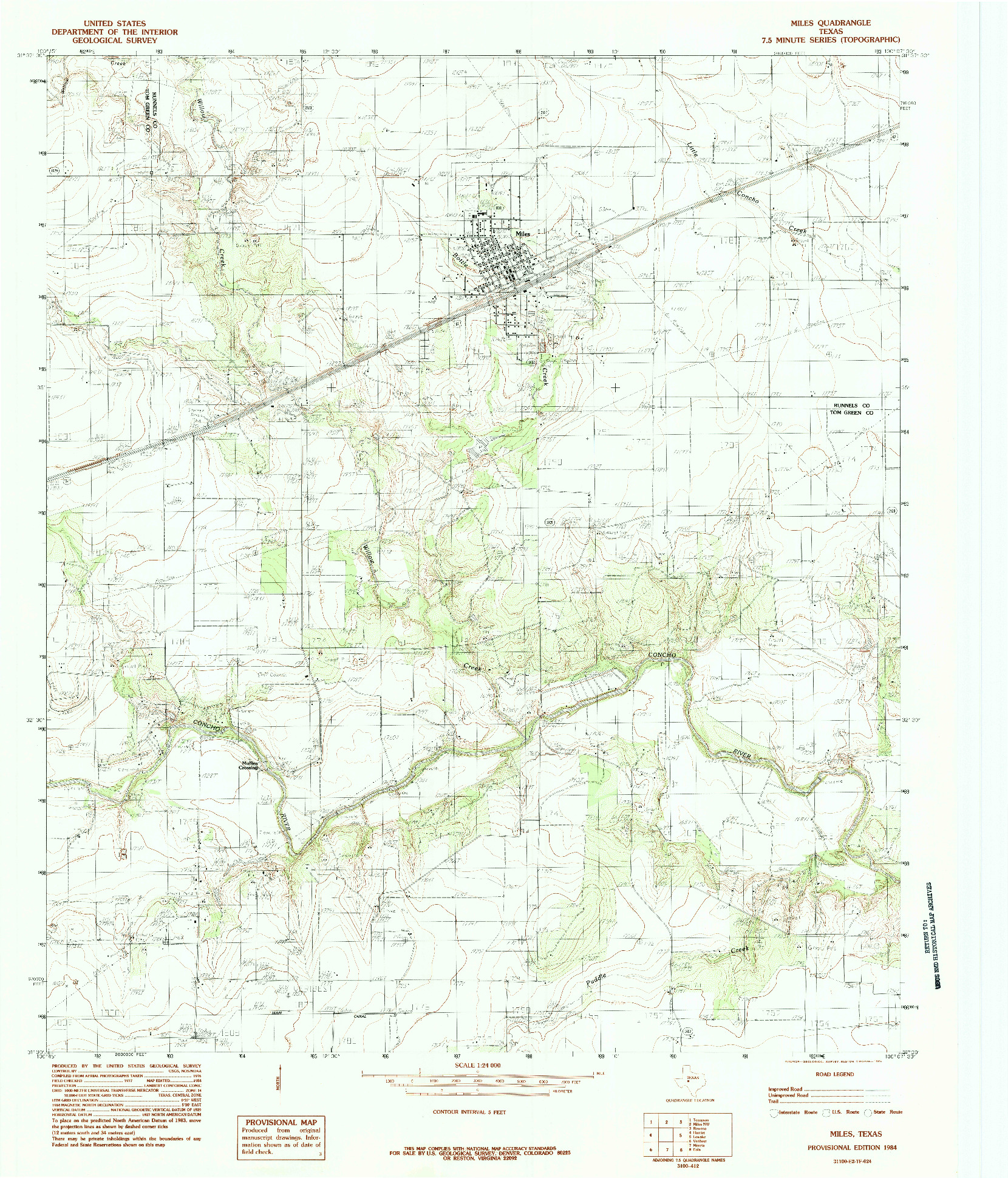 USGS 1:24000-SCALE QUADRANGLE FOR MILES, TX 1984