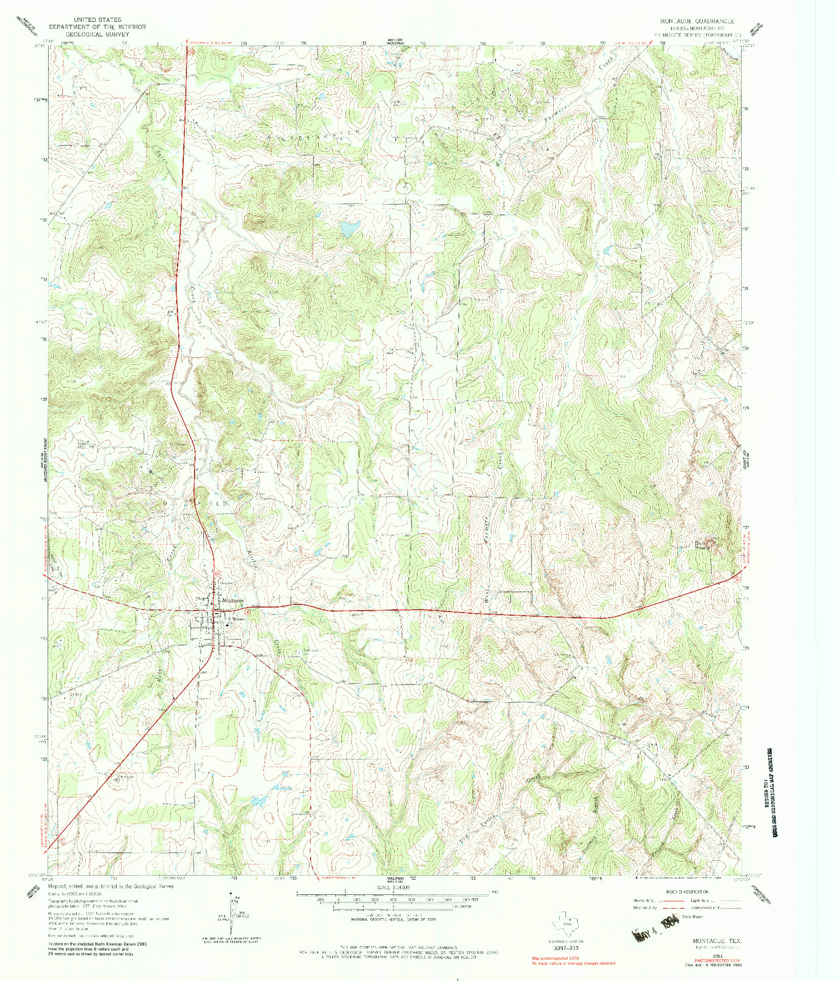 USGS 1:24000-SCALE QUADRANGLE FOR MONTAGUE, TX 1961