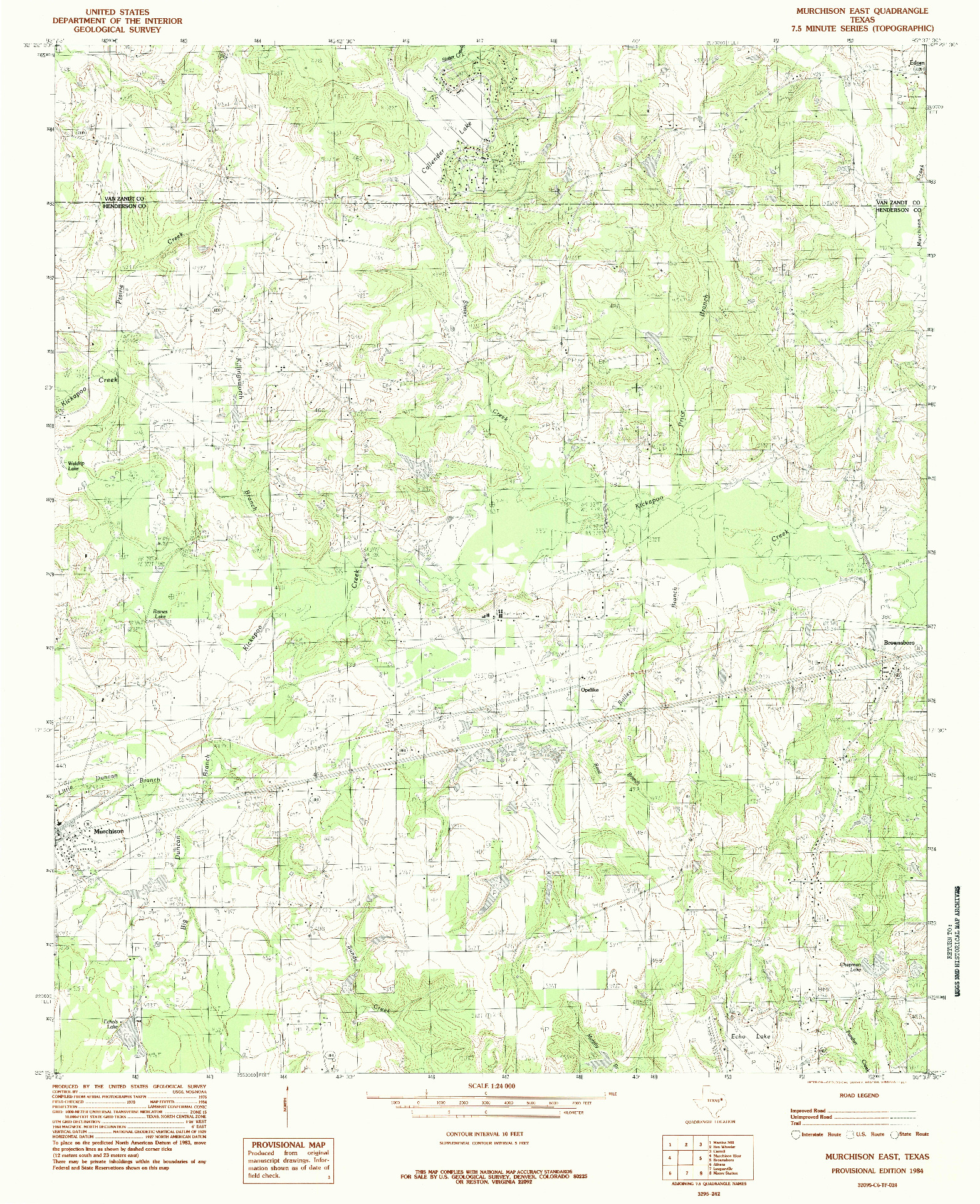 USGS 1:24000-SCALE QUADRANGLE FOR MURCHISON EAST, TX 1984