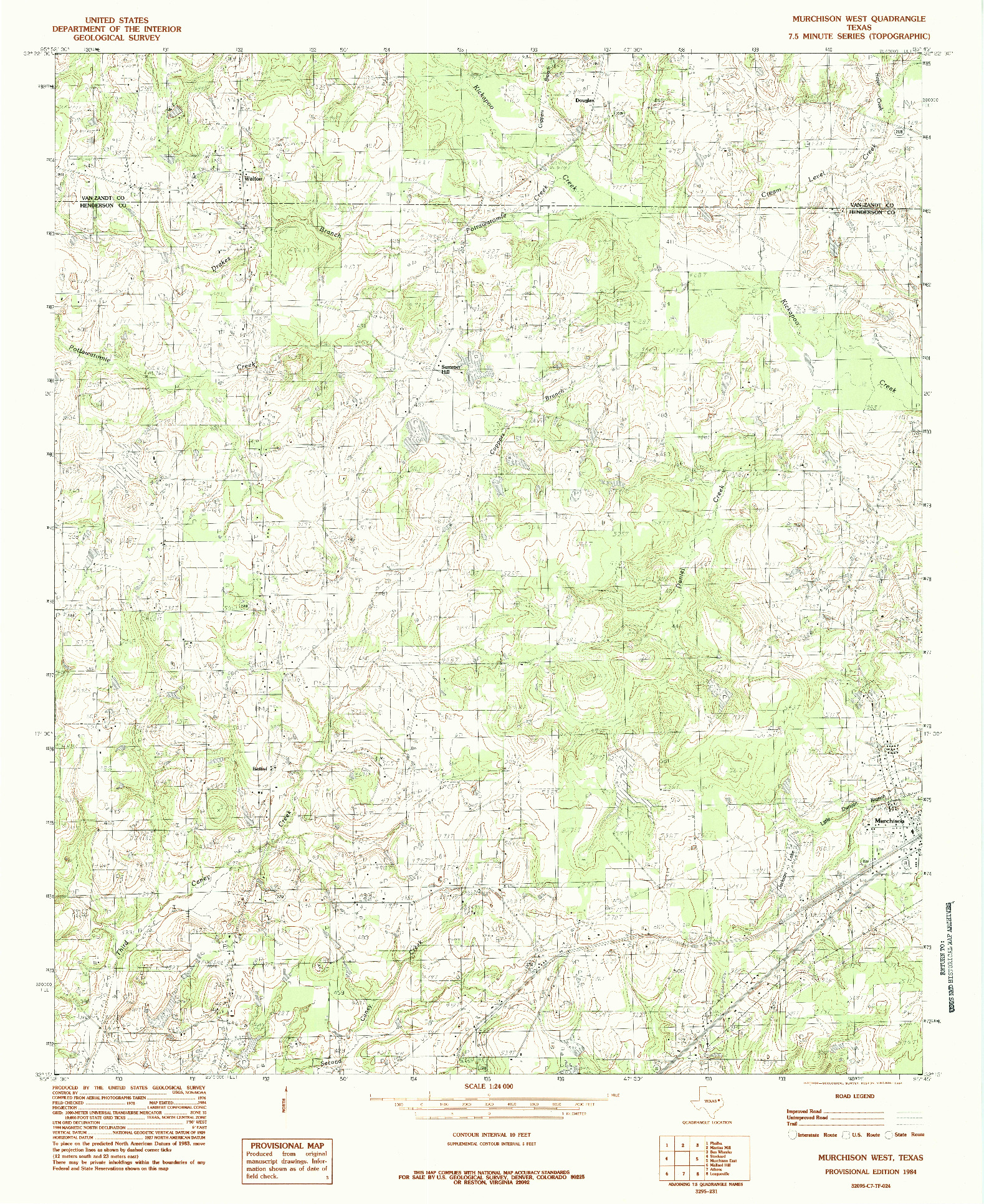 USGS 1:24000-SCALE QUADRANGLE FOR MURCHISON WEST, TX 1984