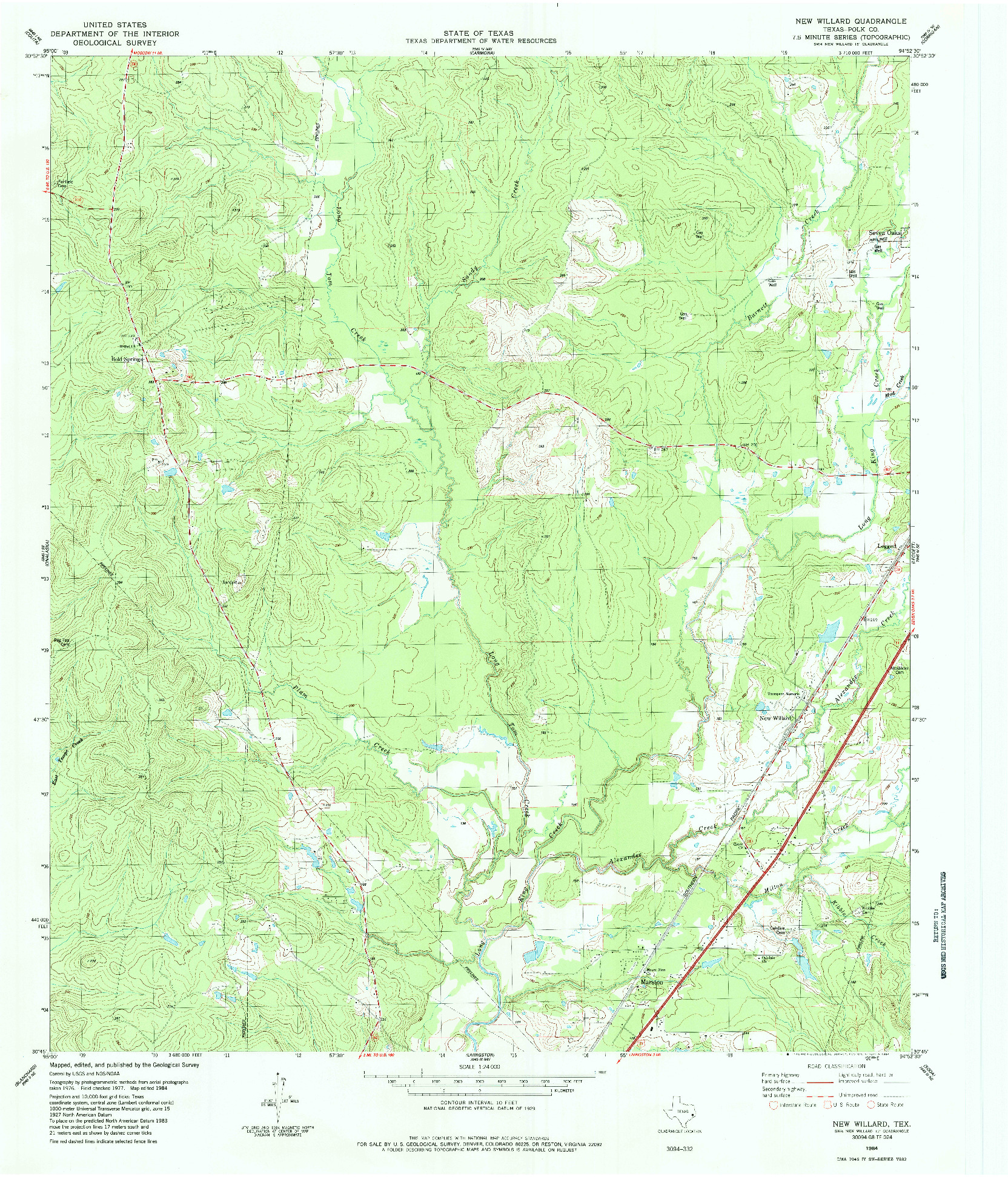 USGS 1:24000-SCALE QUADRANGLE FOR NEW WILLARD, TX 1984