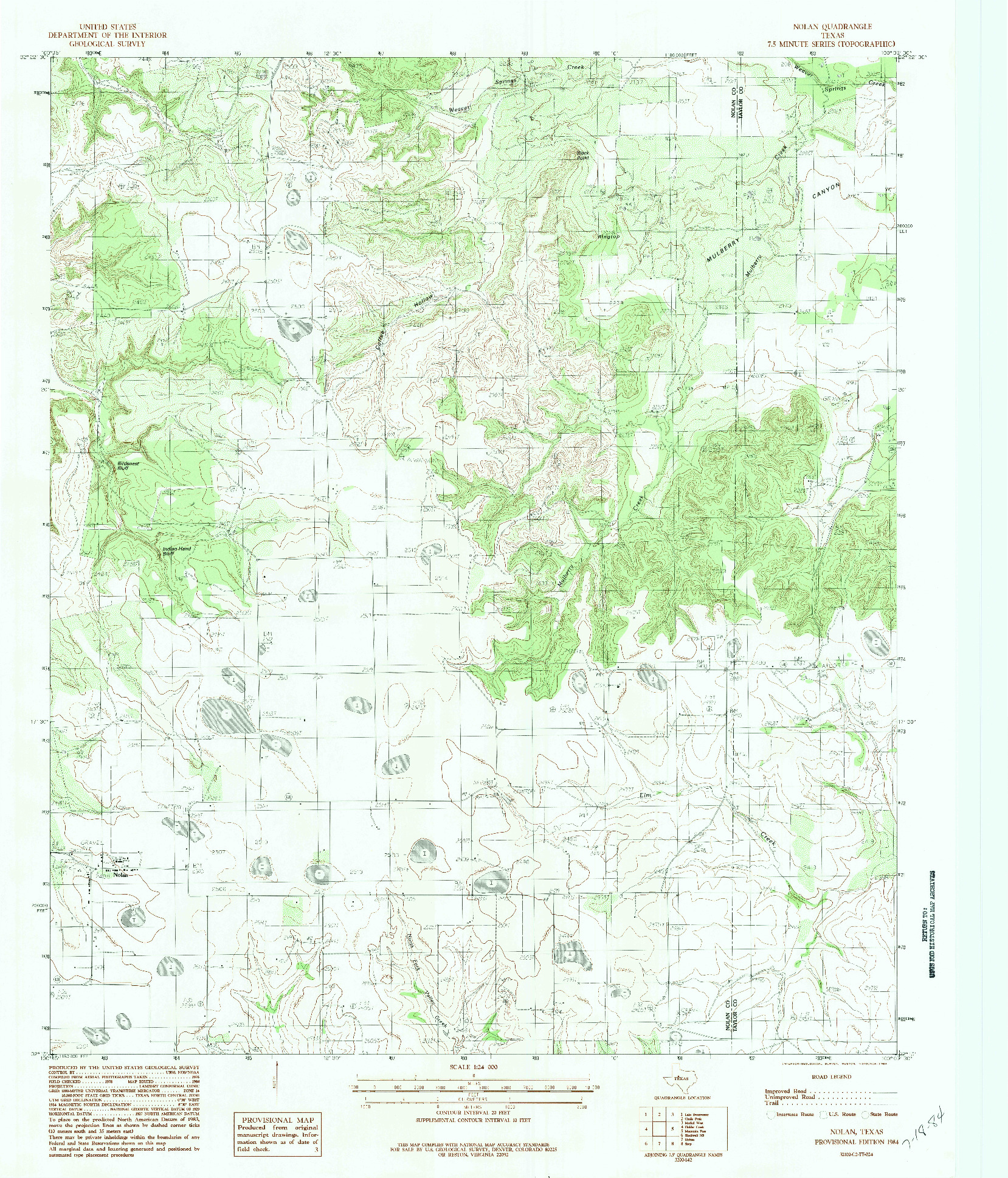 USGS 1:24000-SCALE QUADRANGLE FOR NOLAN, TX 1984