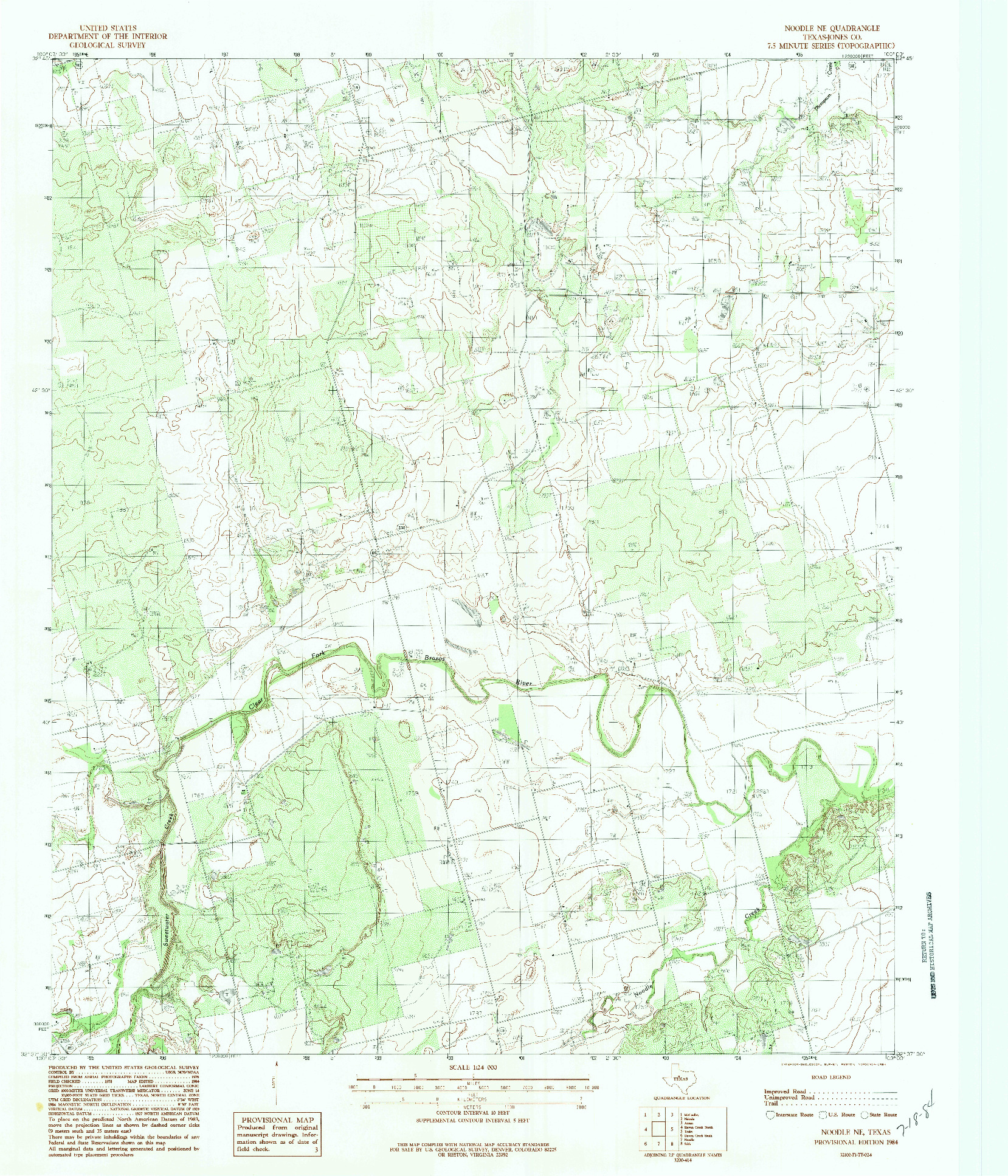 USGS 1:24000-SCALE QUADRANGLE FOR NOODLE NE, TX 1984