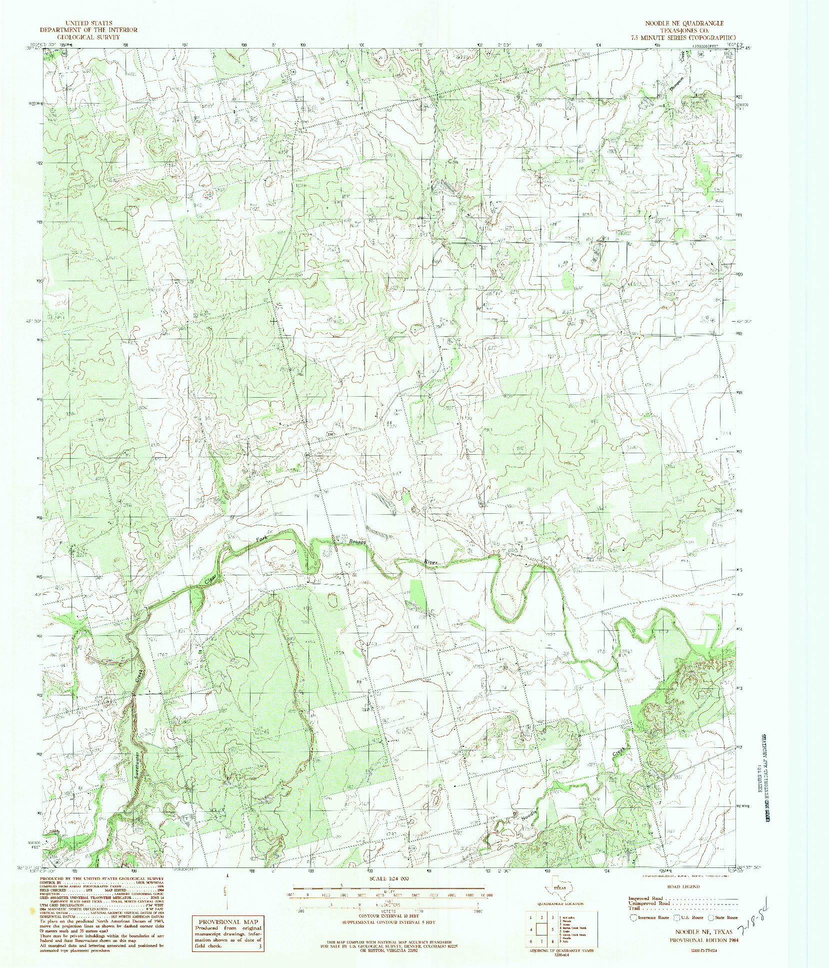 USGS 1:24000-SCALE QUADRANGLE FOR NOODLE NE, TX 1984