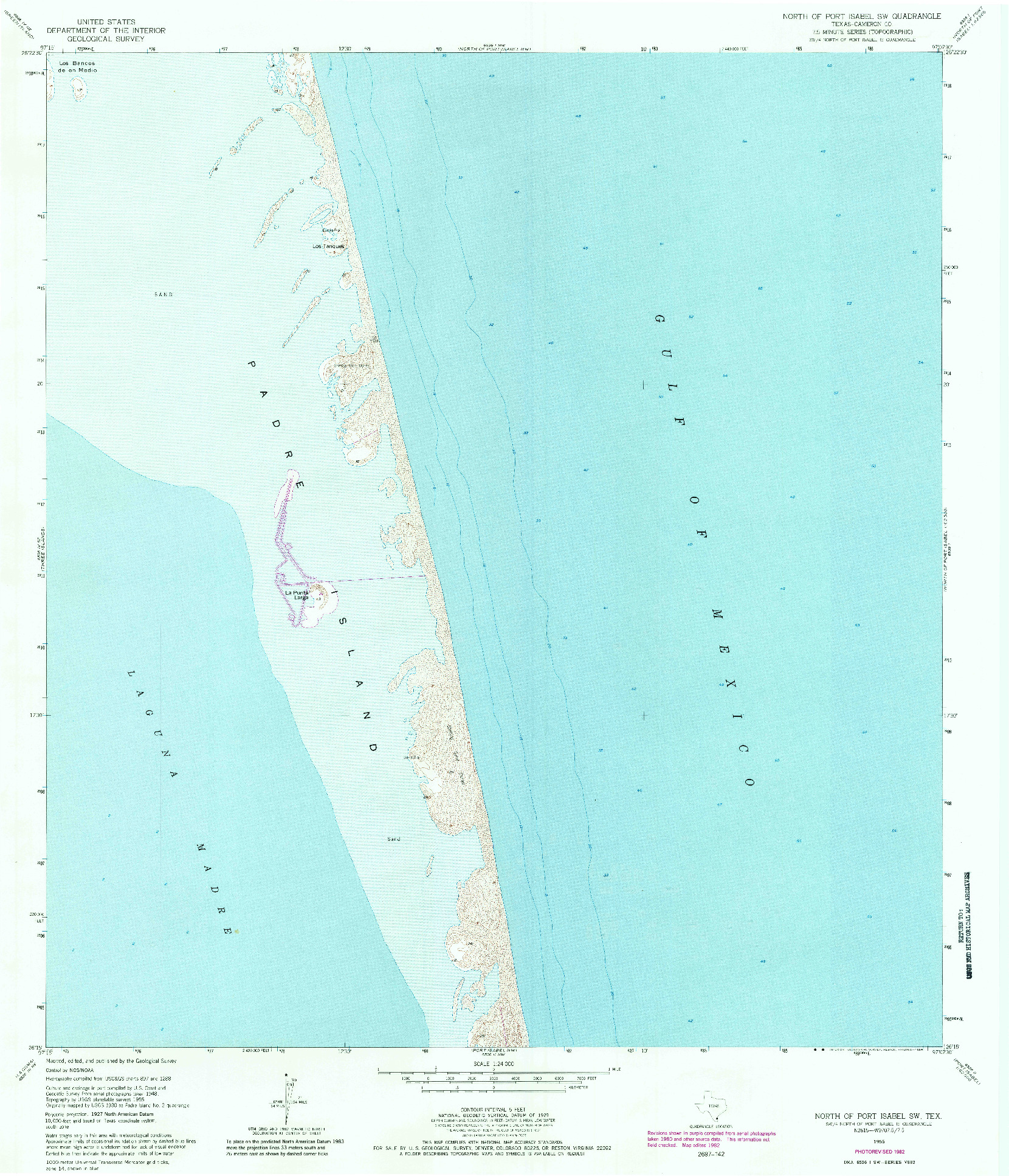 USGS 1:24000-SCALE QUADRANGLE FOR NORTH OF PORT ISABEL SW, TX 1955
