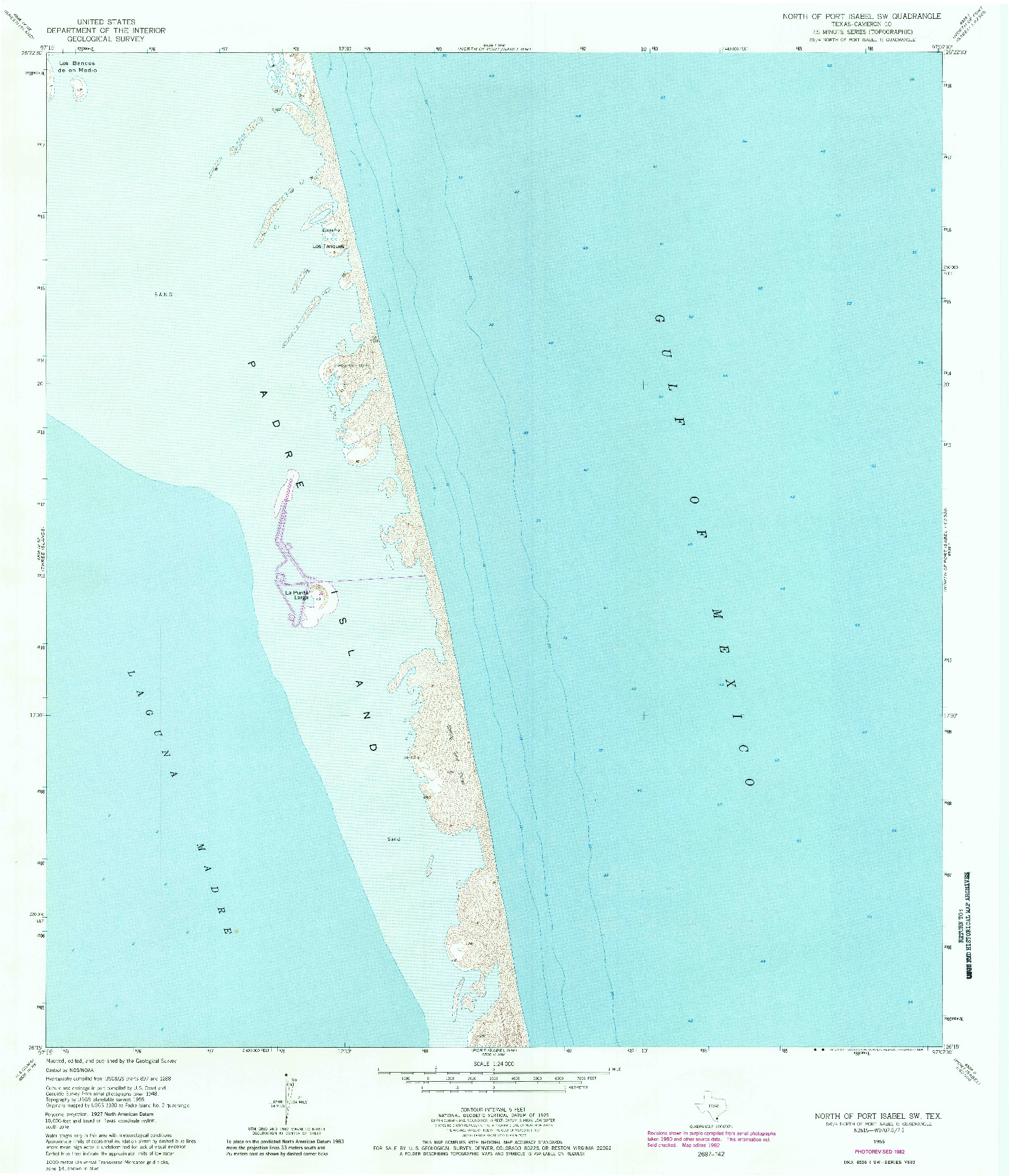 USGS 1:24000-SCALE QUADRANGLE FOR NORTH OF PORT ISABEL SW, TX 1955