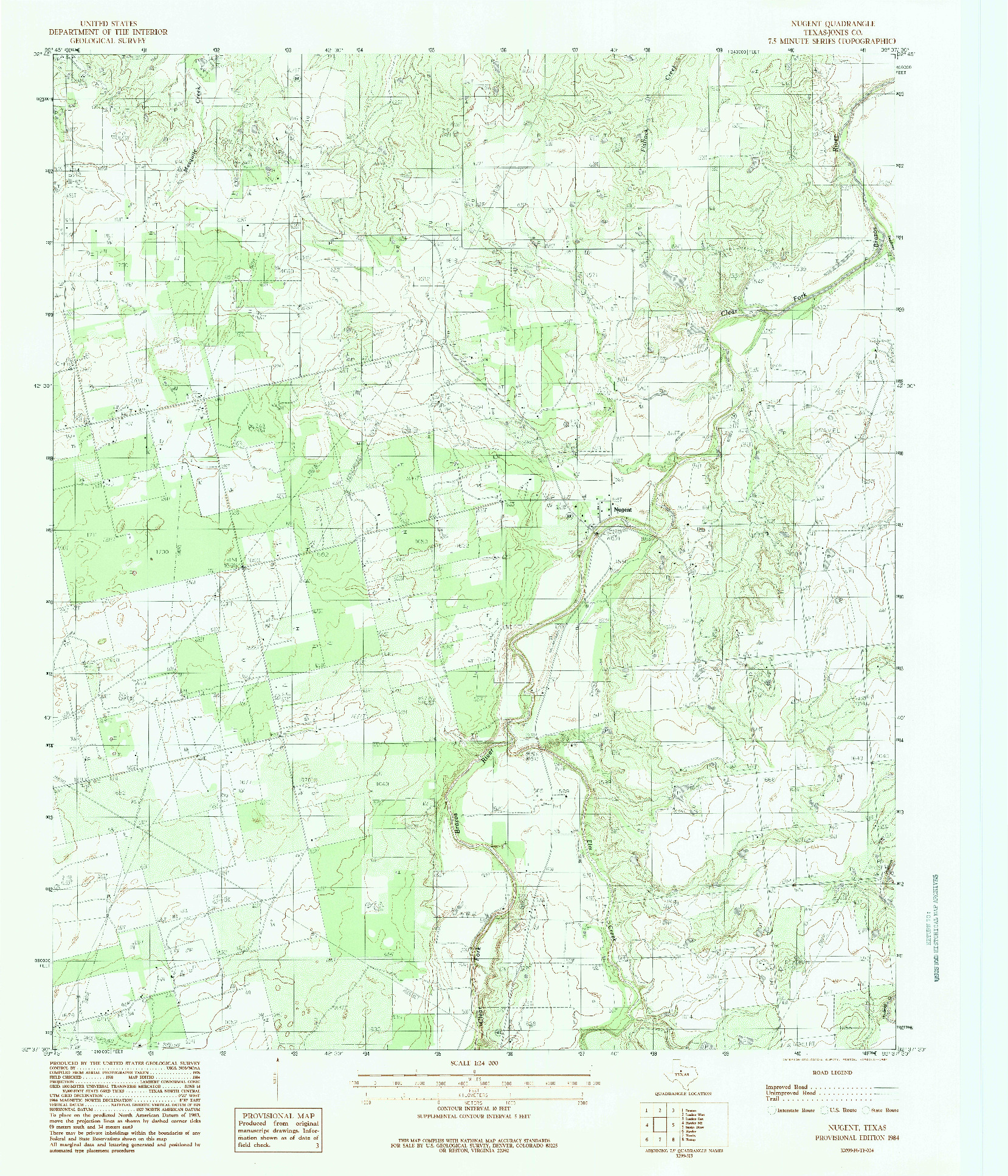 USGS 1:24000-SCALE QUADRANGLE FOR NUGENT, TX 1984