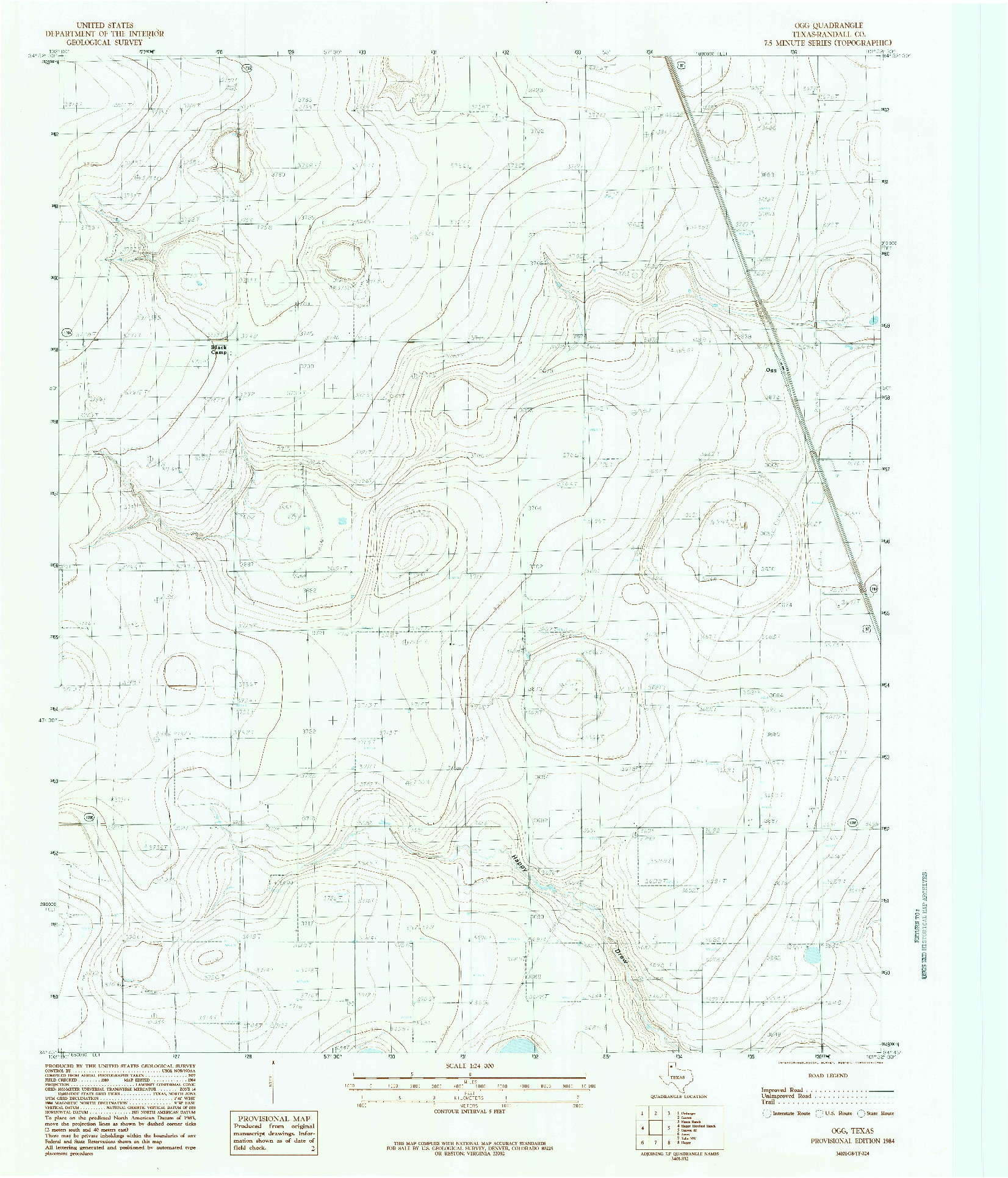 USGS 1:24000-SCALE QUADRANGLE FOR OGG, TX 1984