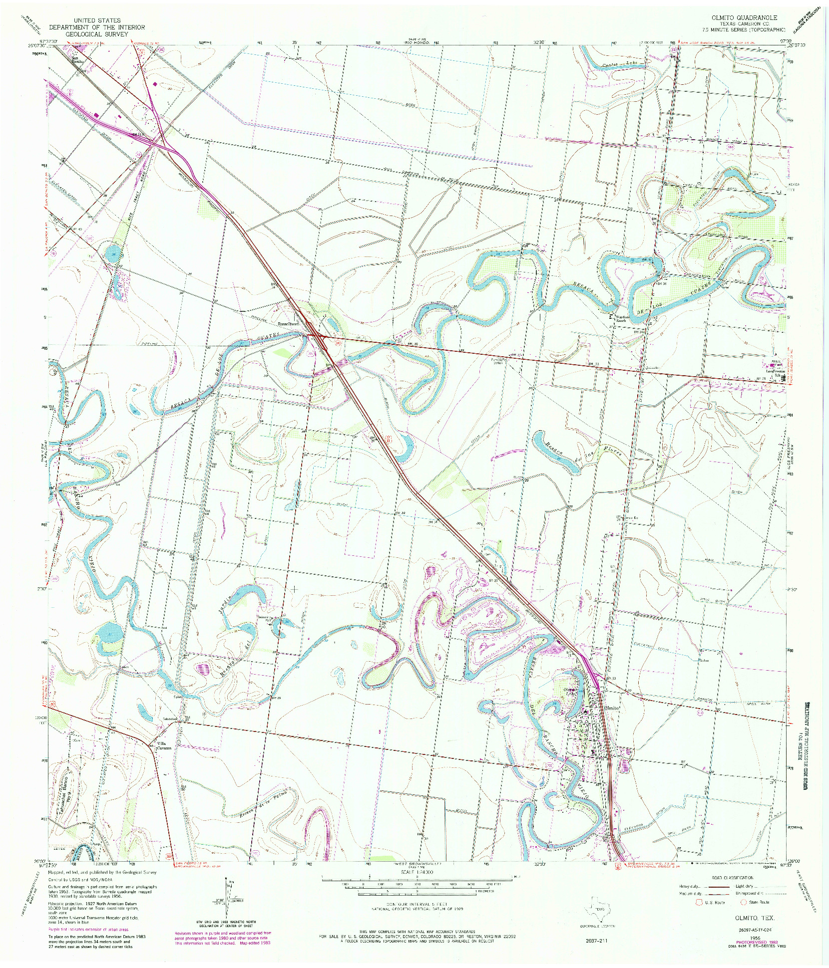 USGS 1:24000-SCALE QUADRANGLE FOR OLMITO, TX 1956