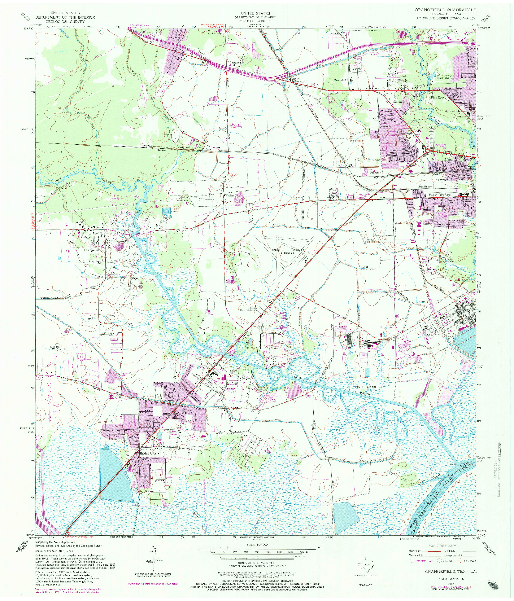 USGS 1:24000-SCALE QUADRANGLE FOR ORANGEFIELD, TX 1957