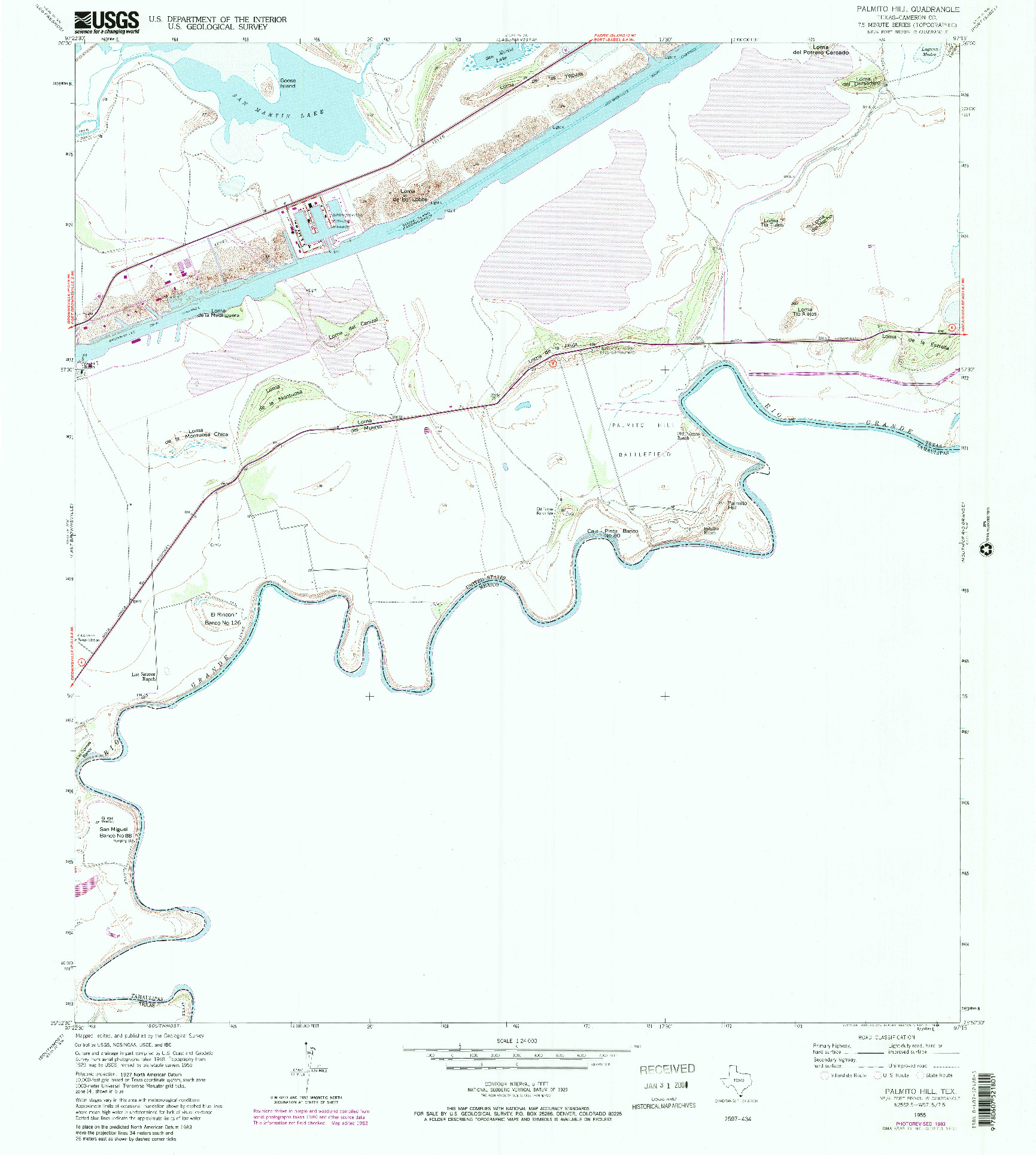 USGS 1:24000-SCALE QUADRANGLE FOR PALMITO HILL, TX 1955