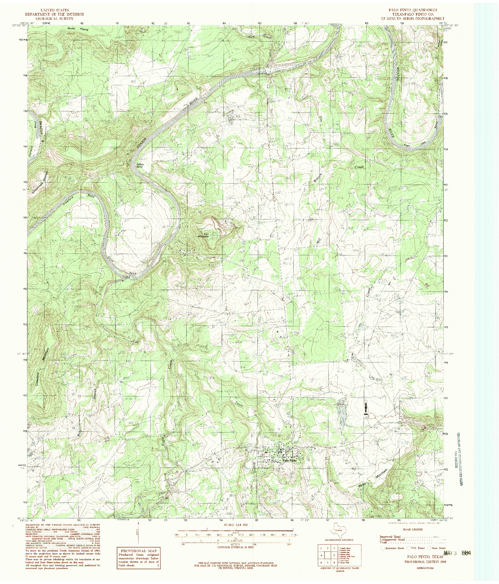 USGS 1:24000-SCALE QUADRANGLE FOR PALO PINTO, TX 1984