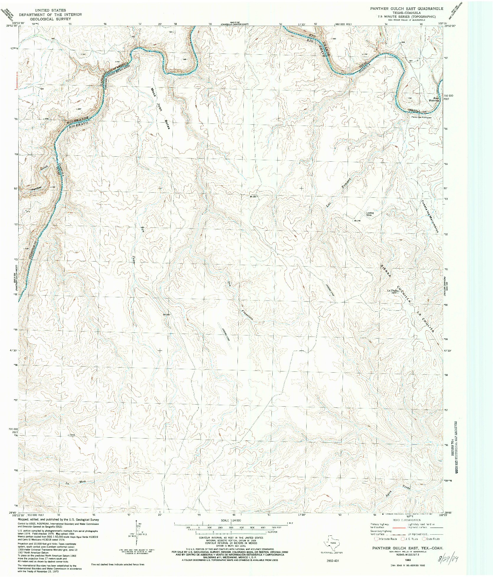 USGS 1:24000-SCALE QUADRANGLE FOR PANTHER GULCH EAST, TX 1983