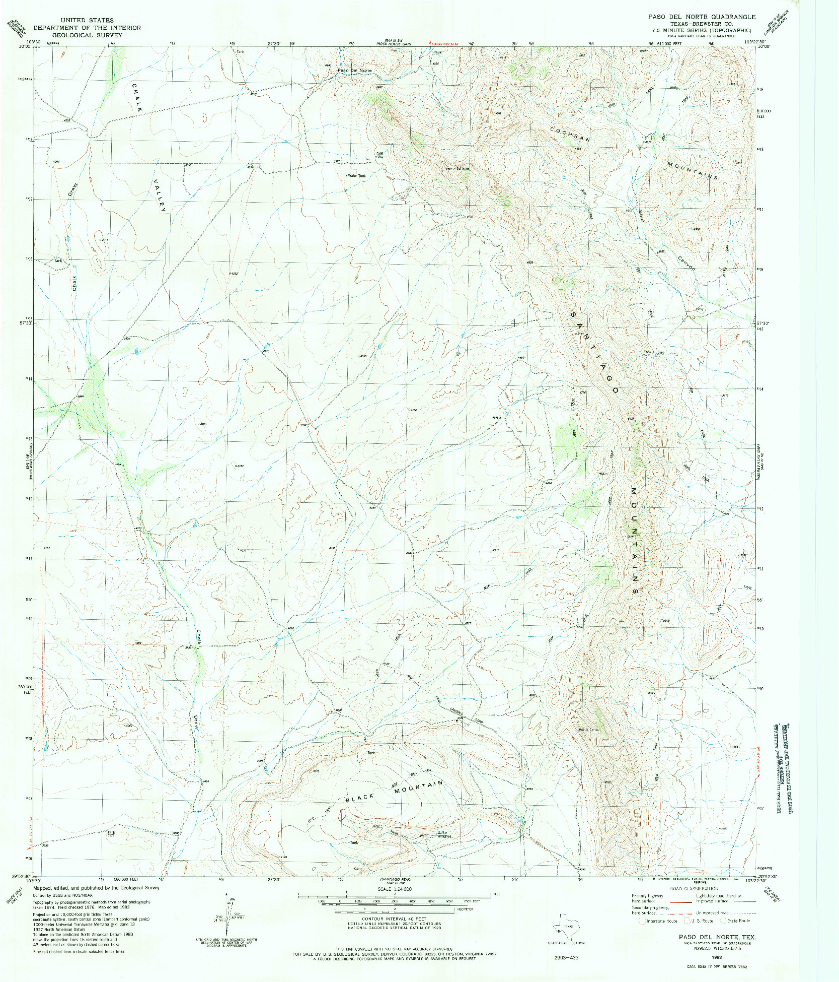 USGS 1:24000-SCALE QUADRANGLE FOR PASO DEL NORTE, TX 1983