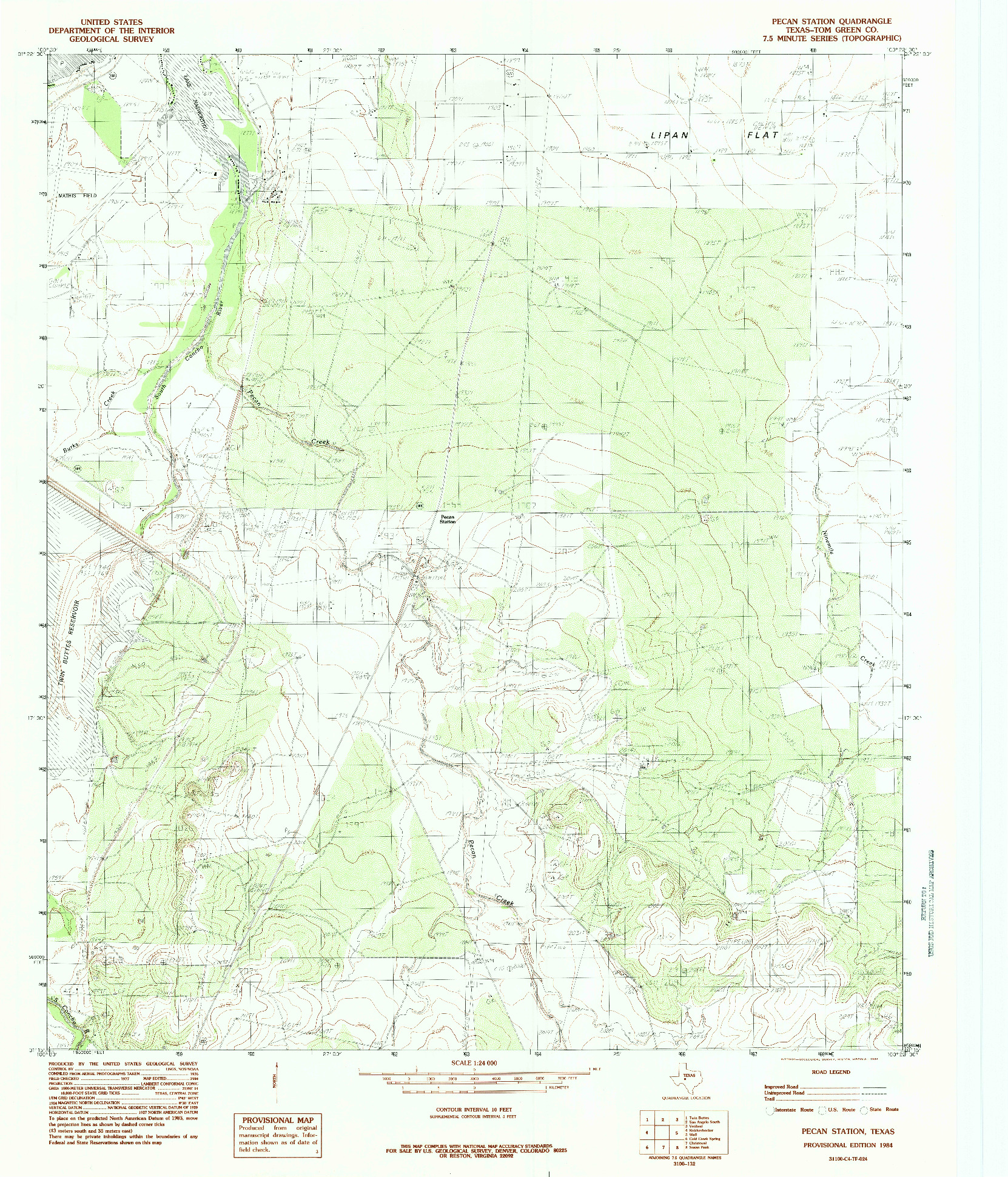 USGS 1:24000-SCALE QUADRANGLE FOR PECAN STATION, TX 1984