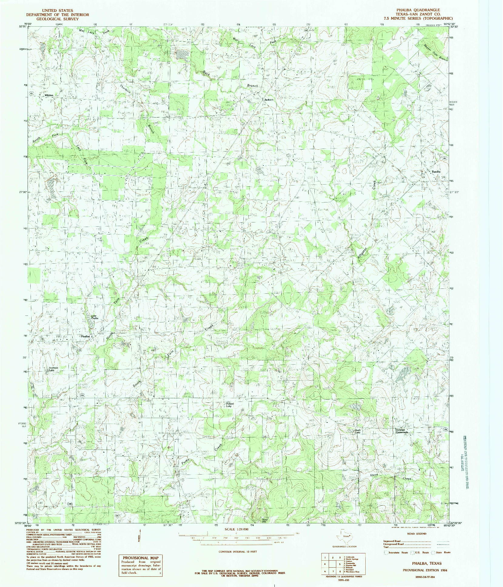 USGS 1:24000-SCALE QUADRANGLE FOR PHALBA, TX 1984