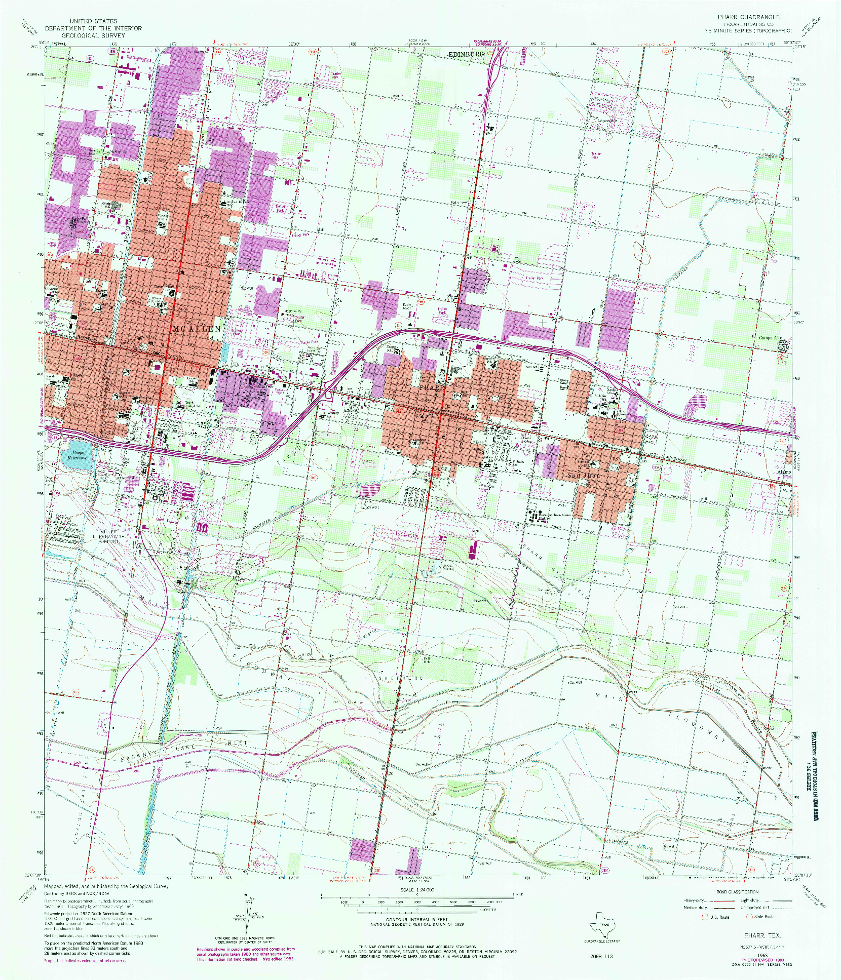 USGS 1:24000-SCALE QUADRANGLE FOR PHARR, TX 1963