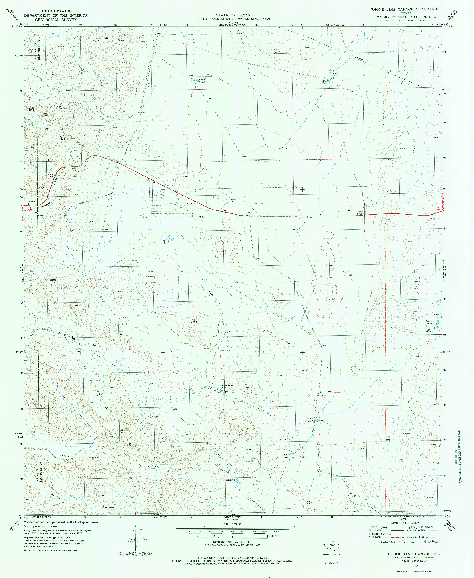 USGS 1:24000-SCALE QUADRANGLE FOR PHONE LINE CANYON, TX 1979