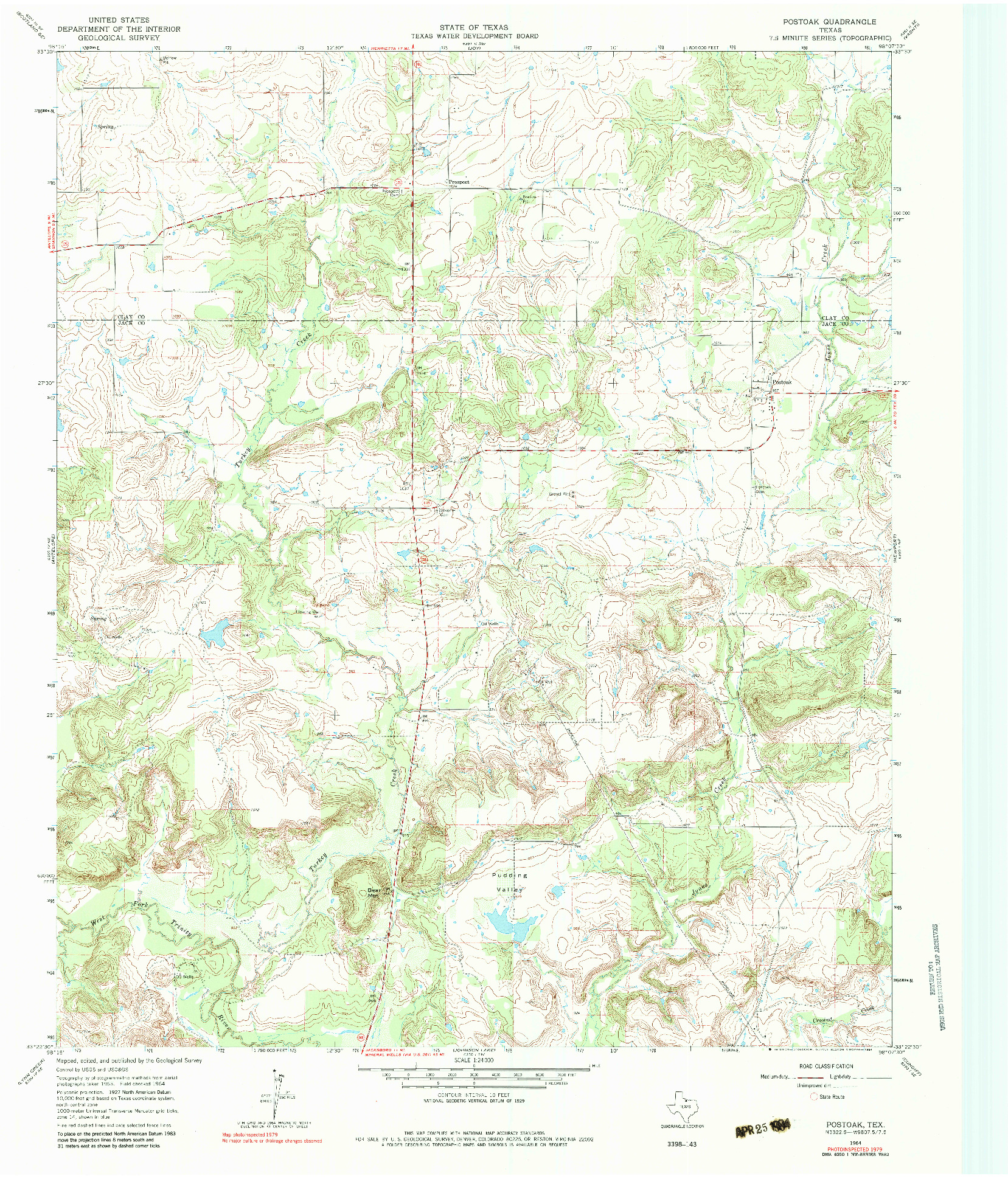 USGS 1:24000-SCALE QUADRANGLE FOR POSTOAK, TX 1964