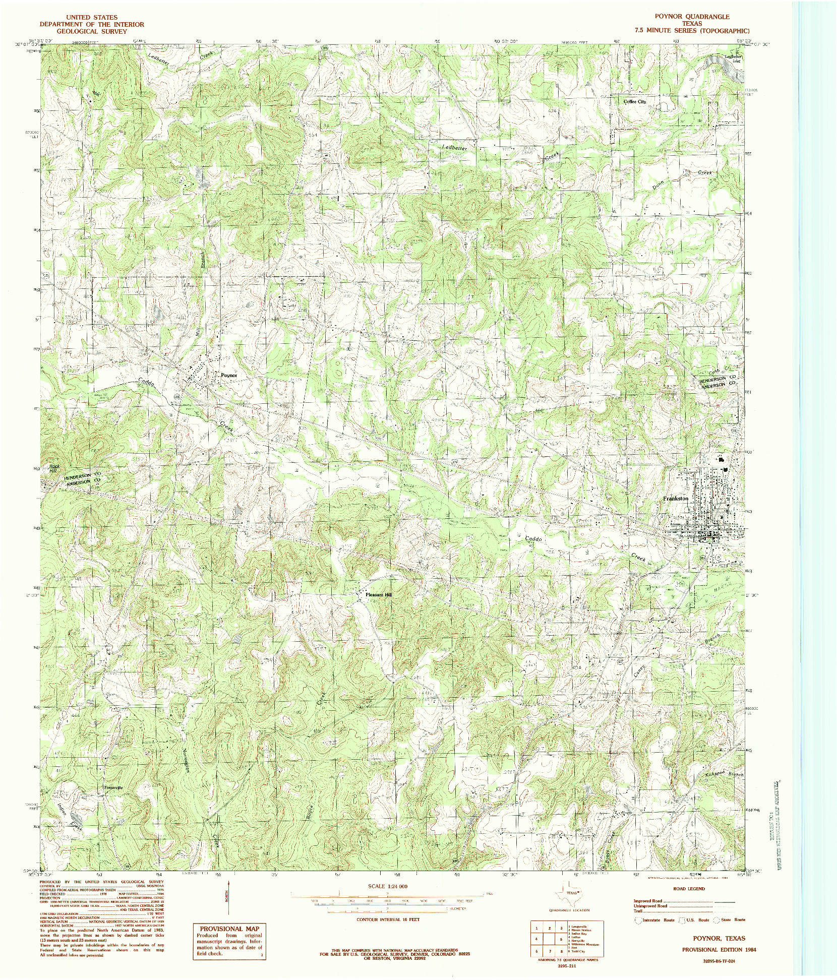 USGS 1:24000-SCALE QUADRANGLE FOR POYNOR, TX 1984