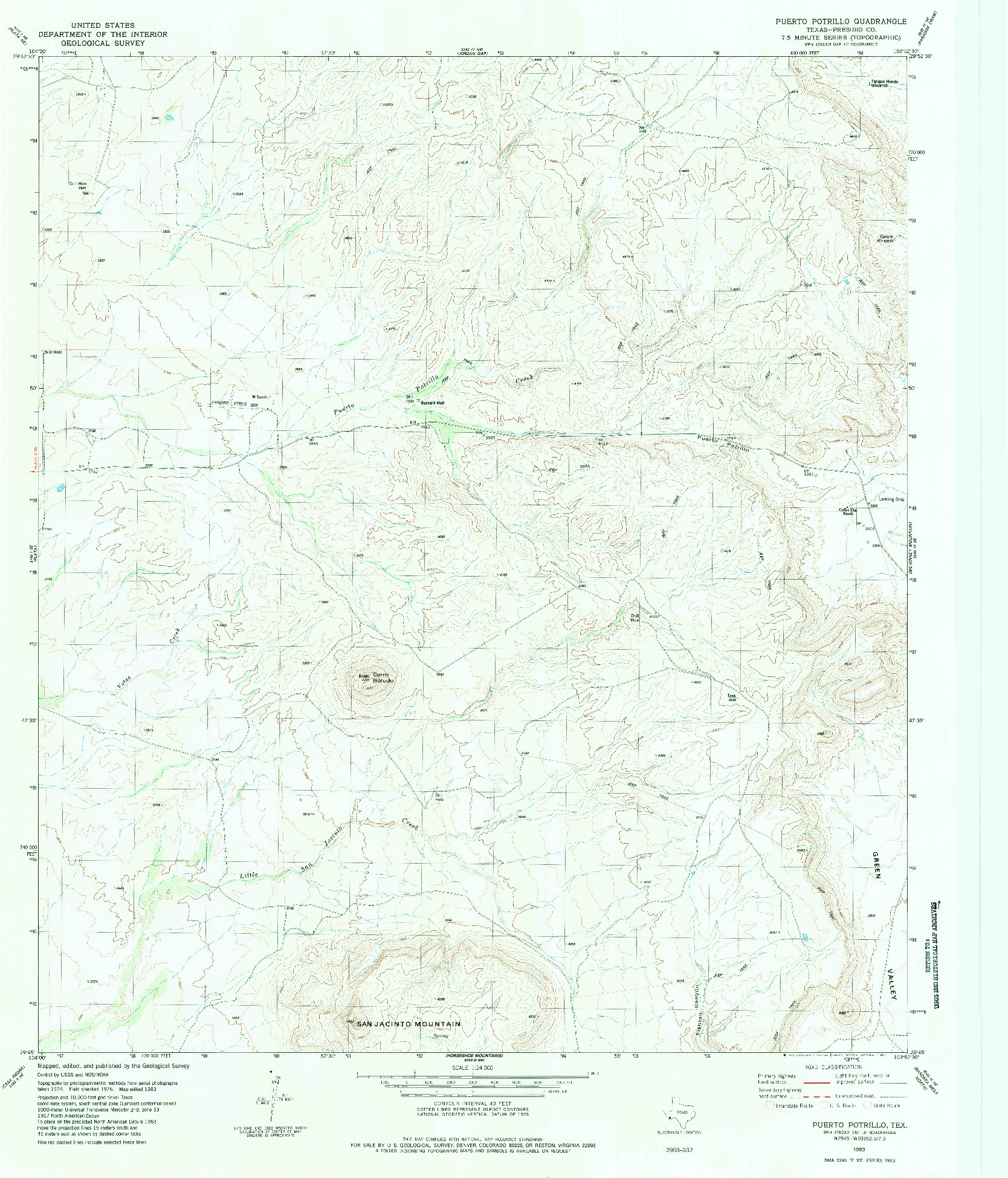 USGS 1:24000-SCALE QUADRANGLE FOR PUERTO POTRILLO, TX 1983