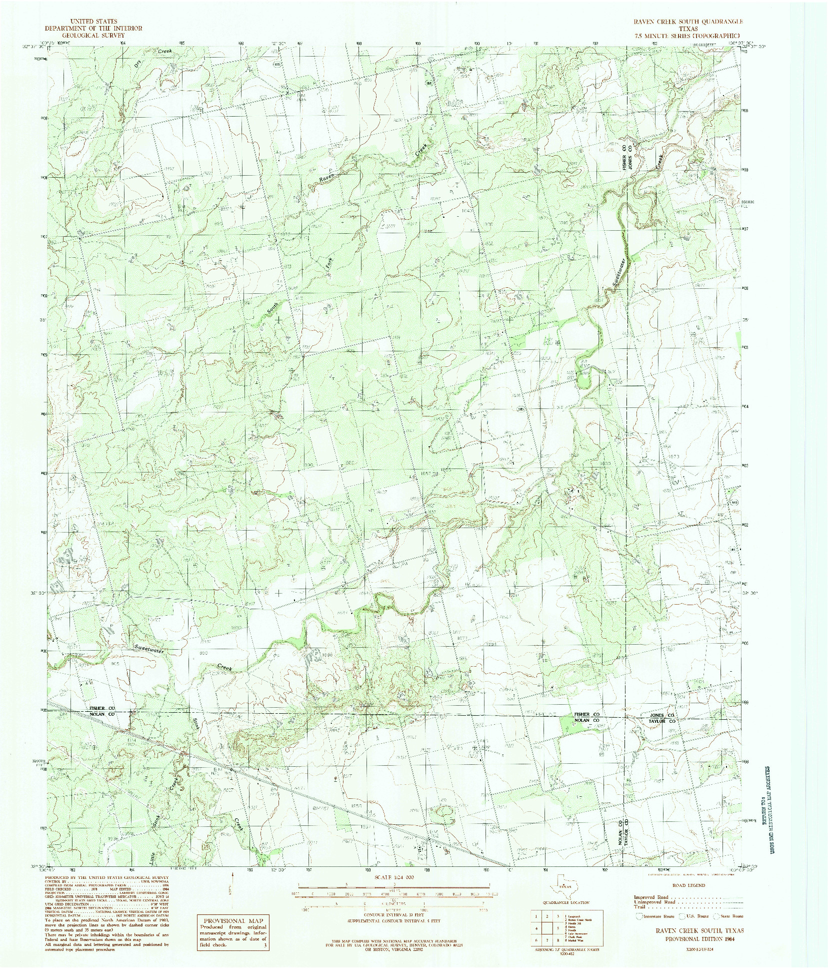 USGS 1:24000-SCALE QUADRANGLE FOR RAVEN CREEK SOUTH, TX 1984