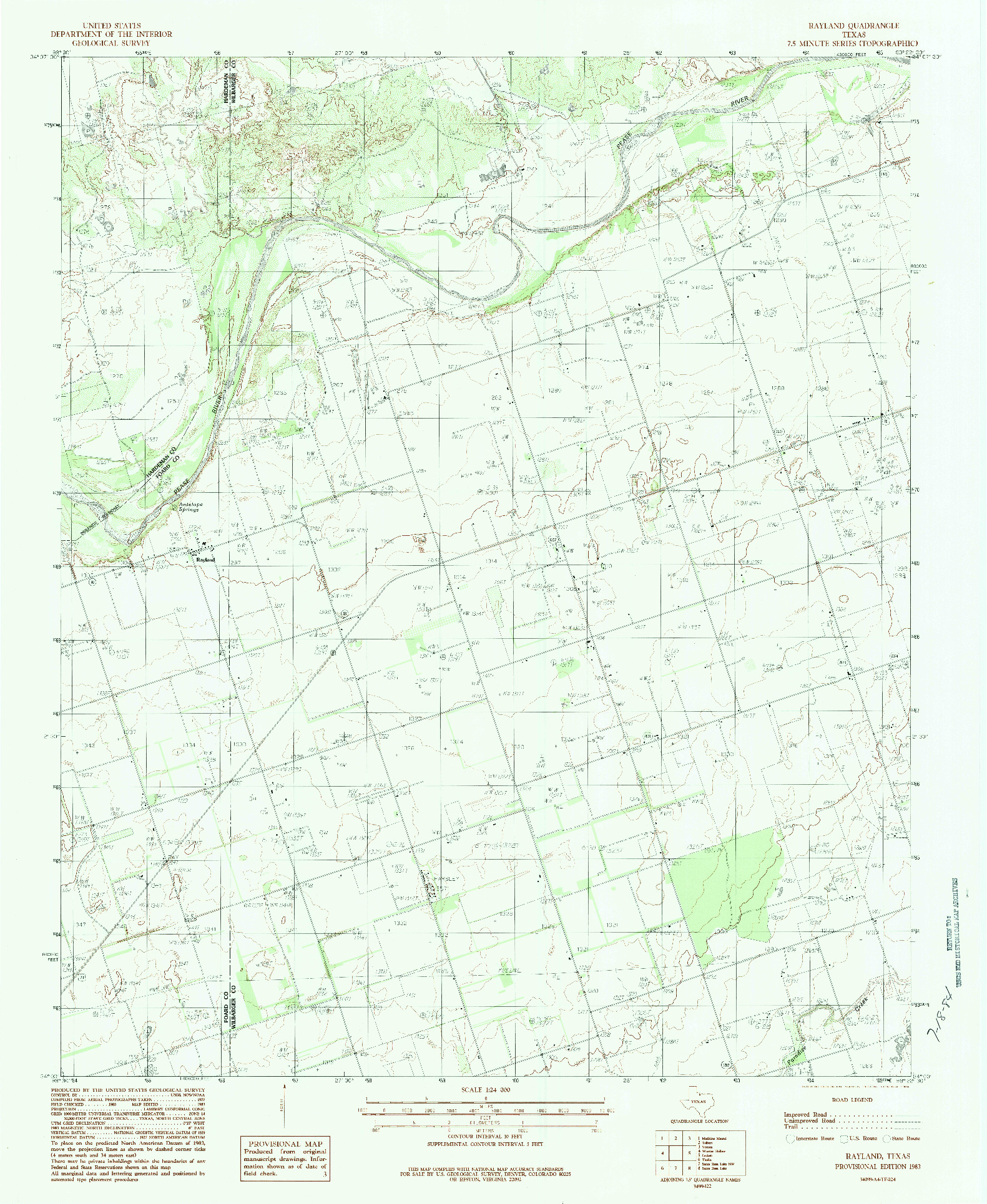 USGS 1:24000-SCALE QUADRANGLE FOR RAYLAND, TX 1983